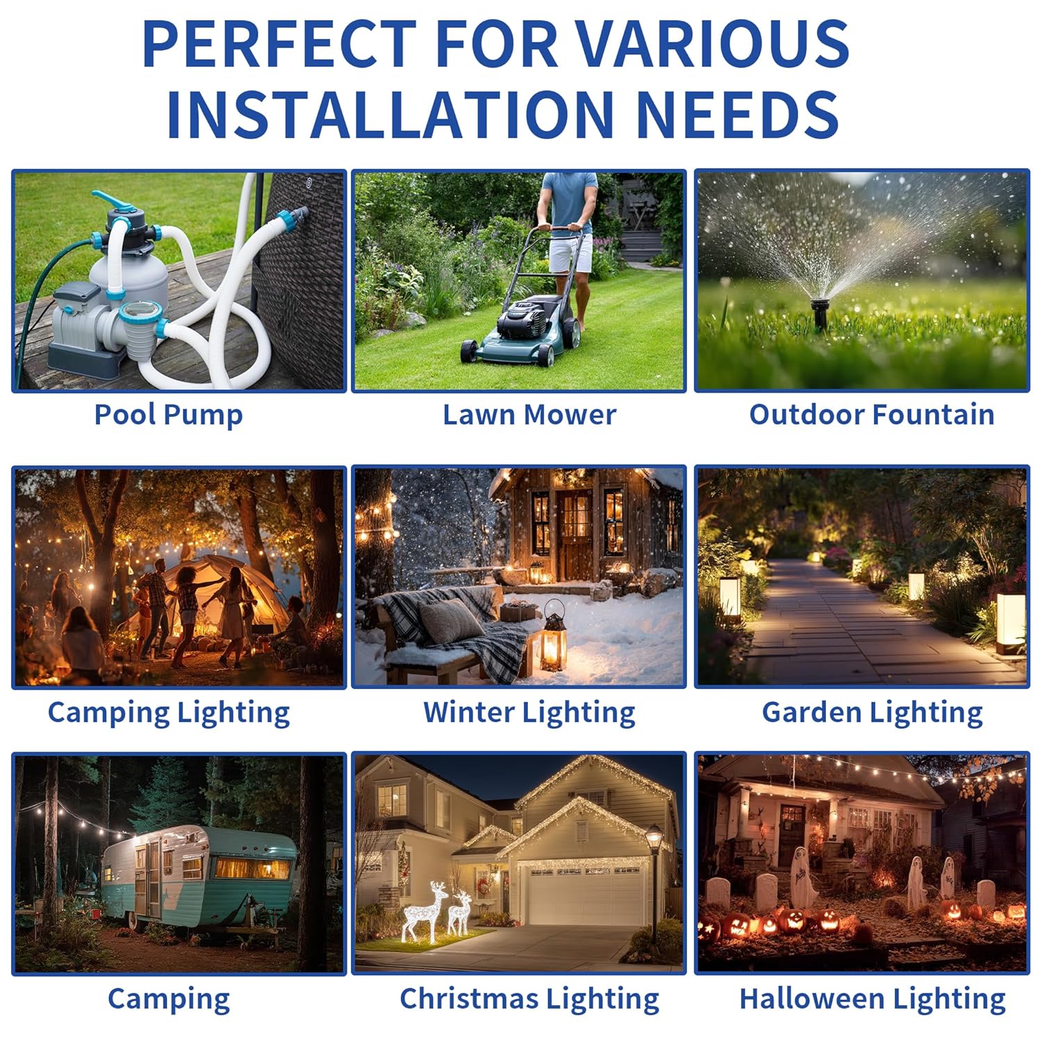 Outdoor Extension Cord Safety Cover with Waterproof Seal IP54 Water-Resistant, Weatherproof Electrical Connection Box with 2 Latches, Plug, Socket, Holiday Decoration Light, Black