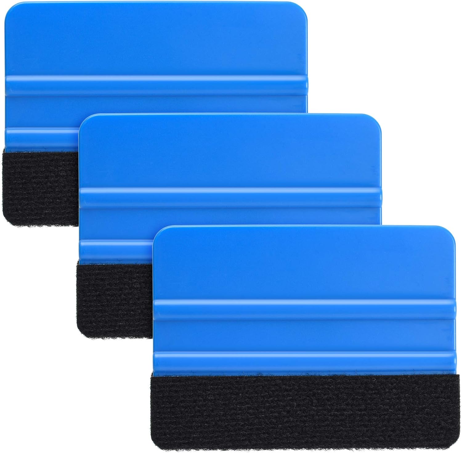 Durable Black Felt Edge Vinyl Squeegee Tool 4-Inch, Car Vinyl Film Wrapping Decal Window Tint Work, Professional Scratch Free Squeegee Pack of 3