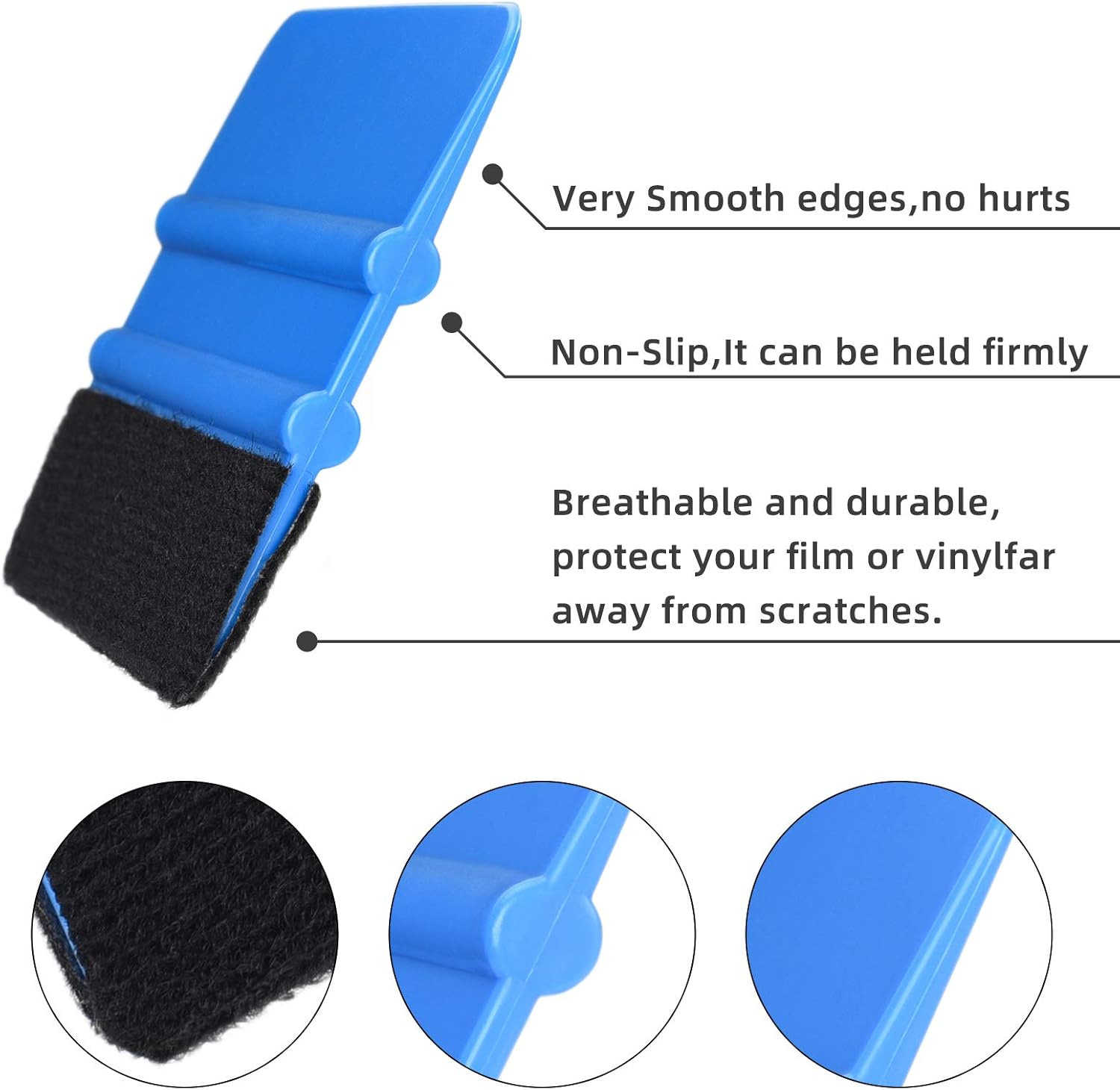 Durable Black Felt Edge Vinyl Squeegee Tool 4-Inch, Car Vinyl Film Wrapping Decal Window Tint Work, Professional Scratch Free Squeegee Pack of 3
