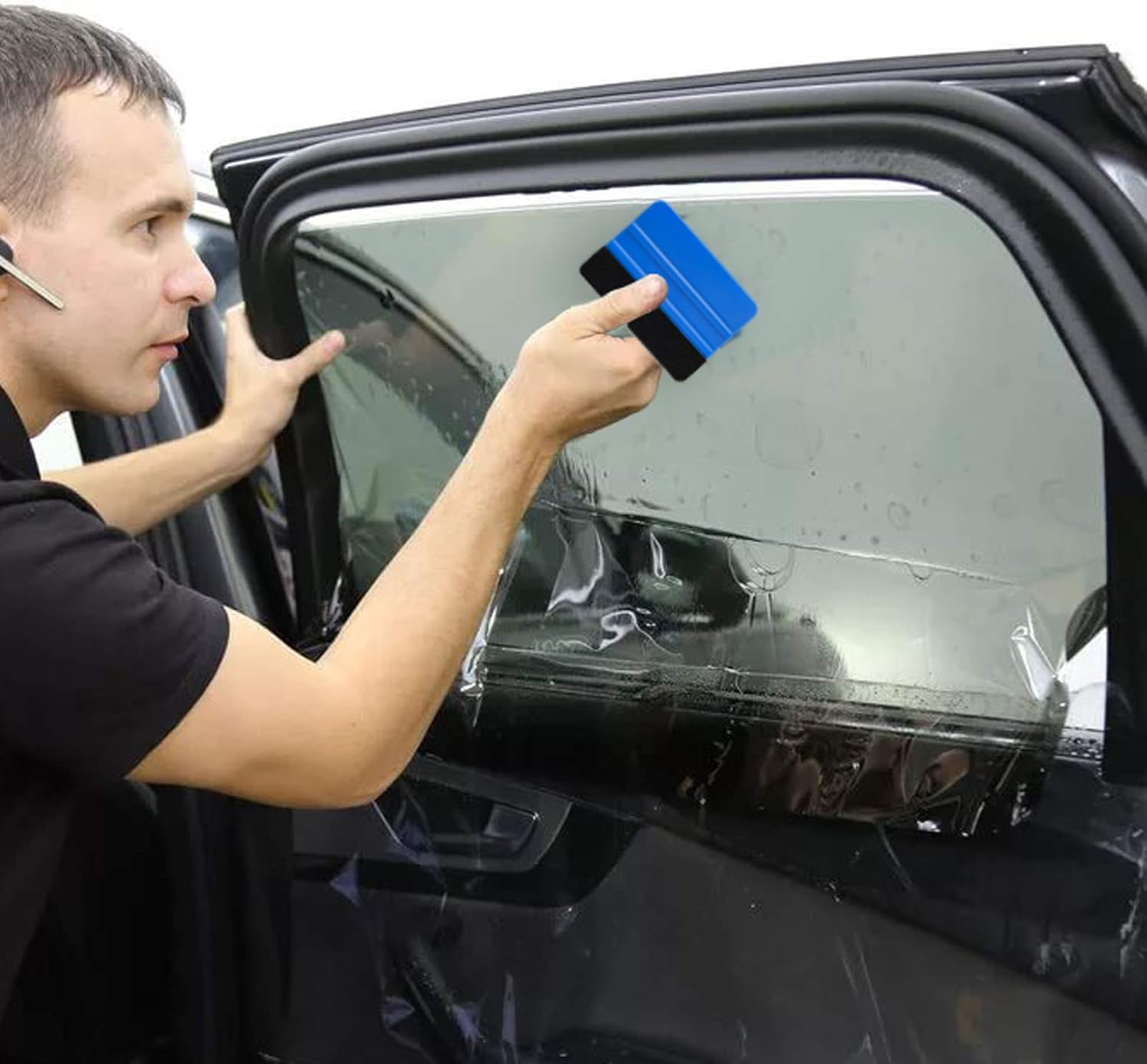 Durable Black Felt Edge Vinyl Squeegee Tool 4-Inch, Car Vinyl Film Wrapping Decal Window Tint Work, Professional Scratch Free Squeegee Pack of 3