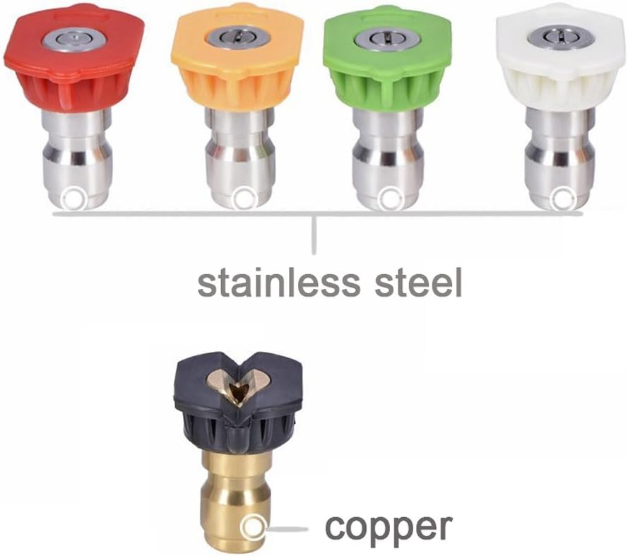 Pressure Washer Nozzle Tips Multiple Degrees, 1/4 INCH 2.5 GPM