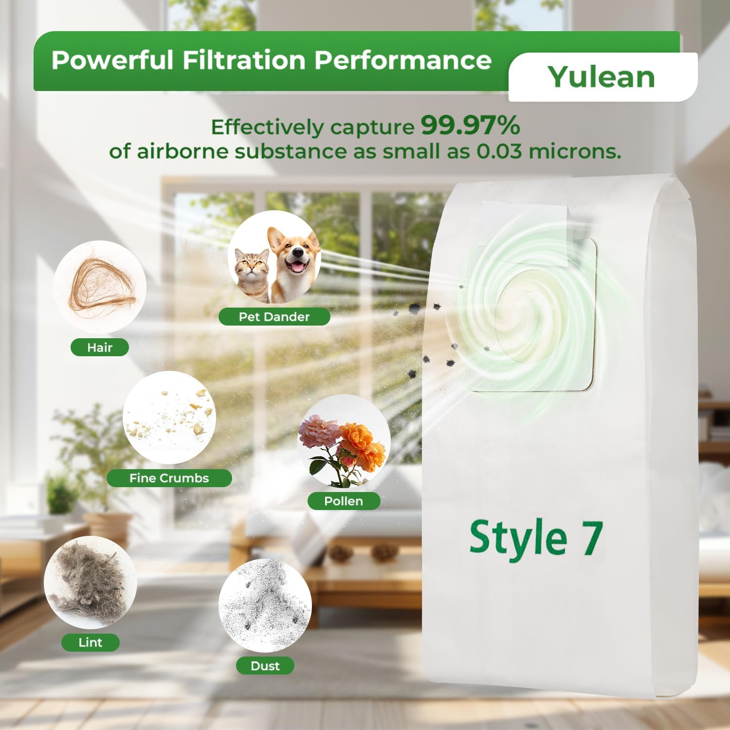 6 Pack Style 7 Vacuum Bags Compatible with Bissell Upright Vacuums: PowerForce 1739 3522 3525 71Y7, PowerGlide 3545, Plus 3350 3550 3553, Lift-Off 3554, Powertrak 6592 Series Vacuum, Part#32120