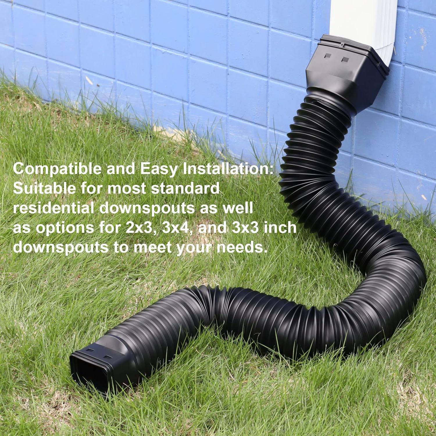 11.5ft Long Gutter Downspout Extensions Flexible, 4" Diameter Drain Downspout Extender, Down Spout Drain Extender for Rainwater Drainage, Extendable from 2.6ft to 11.5ft Black