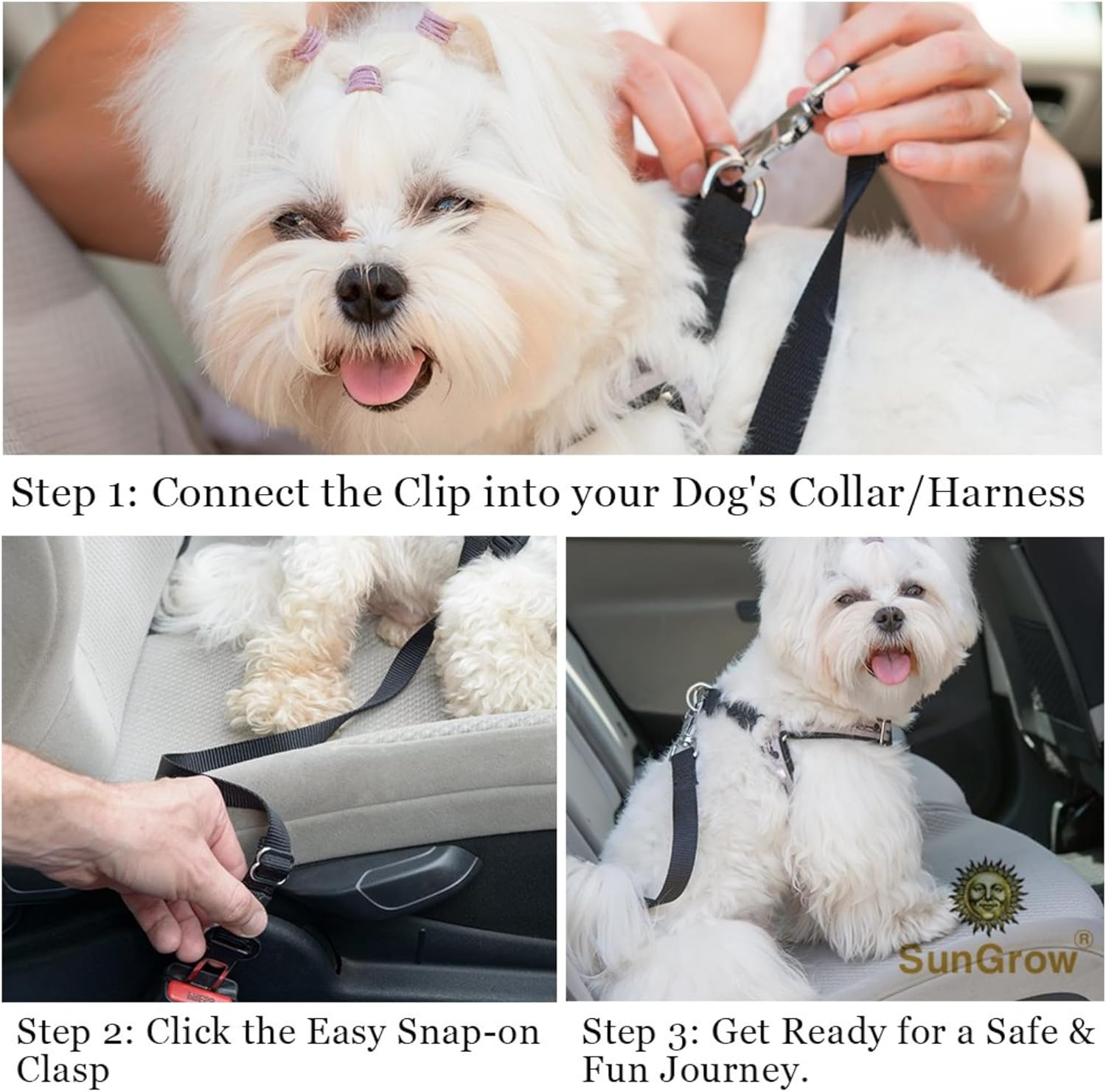 Dog Seat Belt for Car, Adjustable Nylon Pet Seatbelt, Supports All Cars, Dog Car Leash Seat Belt, Seatbelt for Dogs, Cats & Ferrets Travel Harness