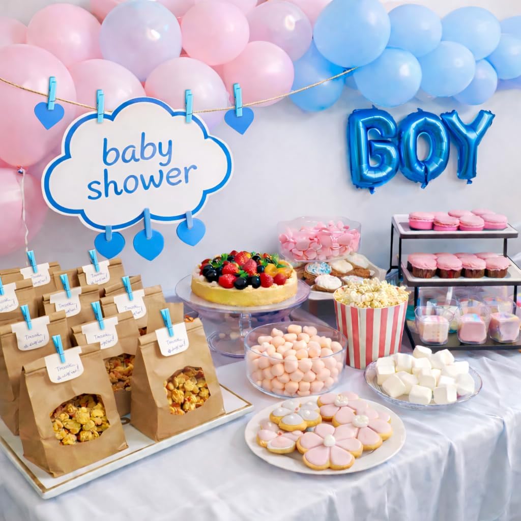 60PCS Baby Shower Clothespin Games Boy Plastic Mini Clothes Pins 1.4 inch for Party Decorations,DIY Crafts Blue