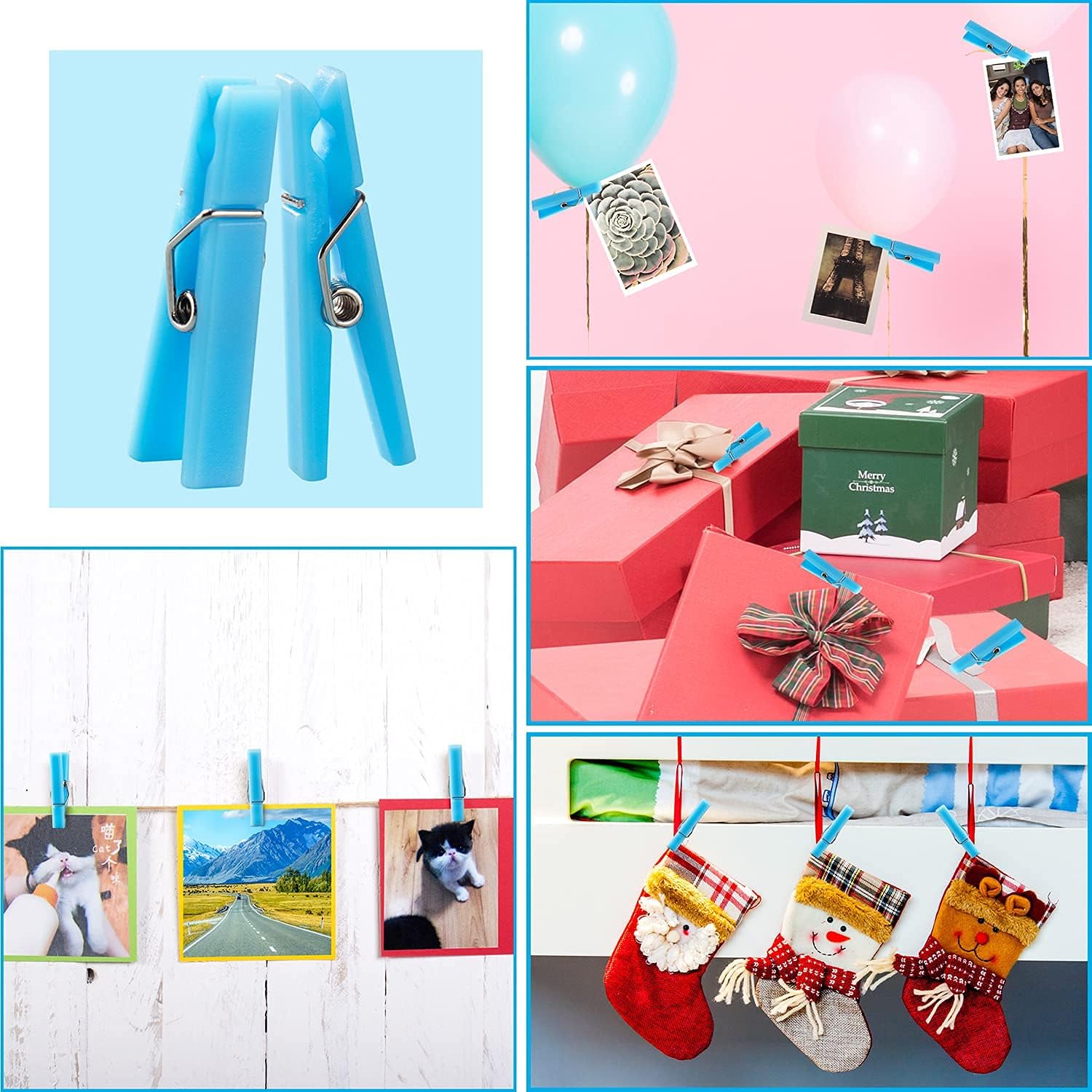 60PCS Baby Shower Clothespin Games Boy Plastic Mini Clothes Pins 1.4 inch for Party Decorations,DIY Crafts Blue