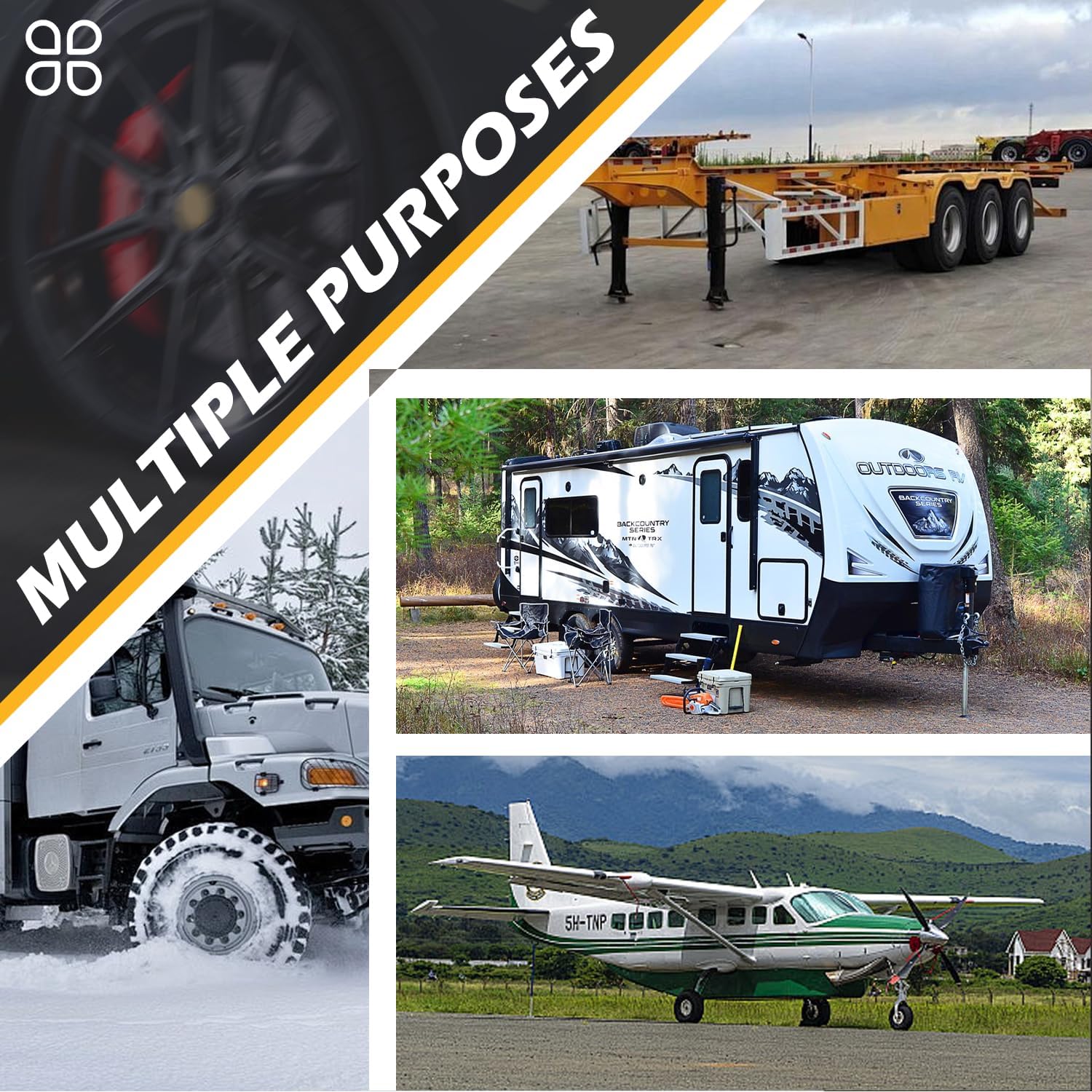 Wheel Chocks for RV Trailer Camper Truck Car, 2pair/4pack with Rope Versatile Rubber Chocks Block Stopper for Tire with Reflective Strips, Utility Boat Travel Trailer Camper RV Accessories Must