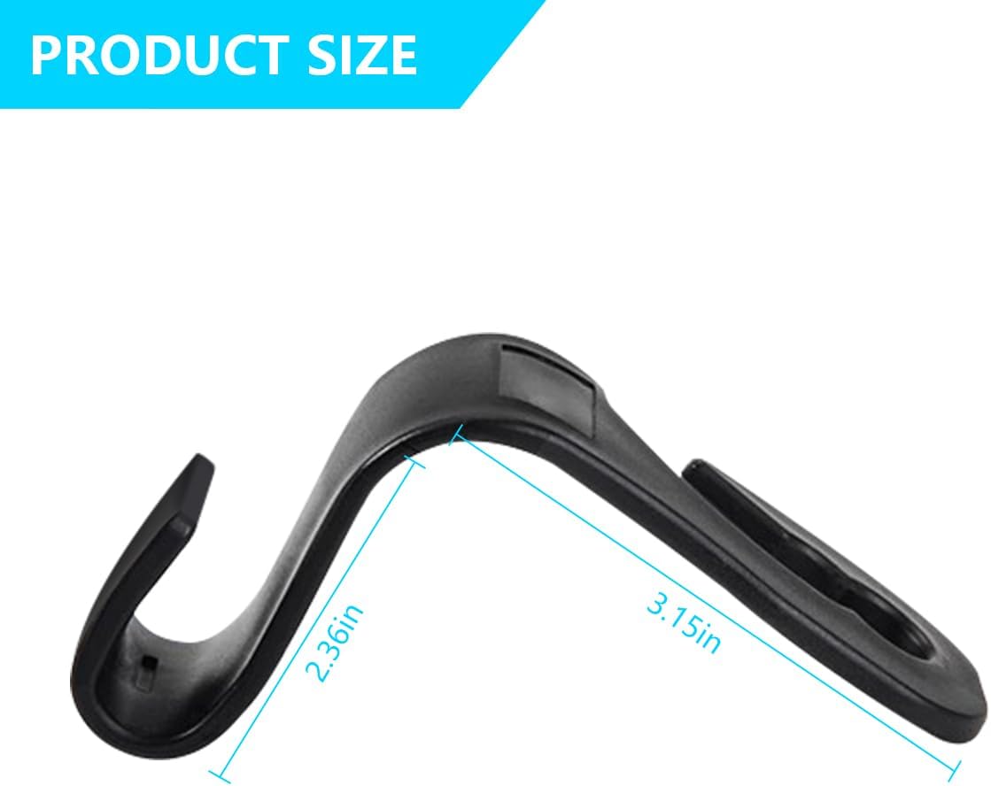 2PCS Car Seat Headrest Hooks, Cute Bow Vehicle Hooks for Purses and Bags, Automotive Purse Hook Hanger Interior Decoration Accessories, Universal for SUV, Sedan, Truck Black Line