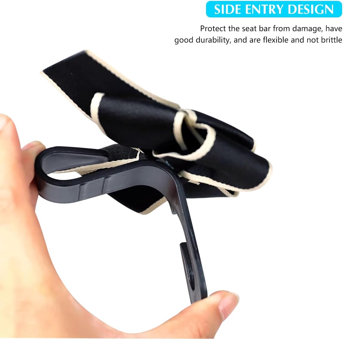 2PCS Car Seat Headrest Hooks, Cute Bow Vehicle Hooks for Purses and Bags, Automotive Purse Hook Hanger Interior Decoration Accessories, Universal for SUV, Sedan, Truck Black Line