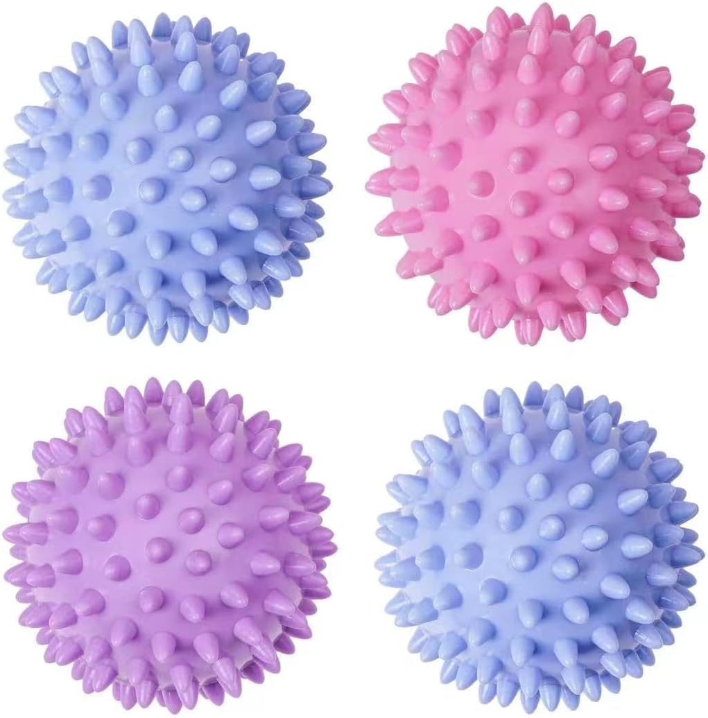 Reusable Laundry Dryer Balls - Eco Friendly Fabric Softener Alternatives Soften and Fluff Laundry Wrinkle Release Set of 4 Random Color