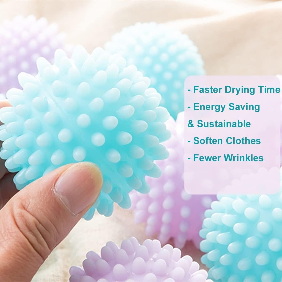 Reusable Laundry Dryer Balls - Eco Friendly Fabric Softener Alternatives Soften and Fluff Laundry Wrinkle Release Set of 4 Random Color