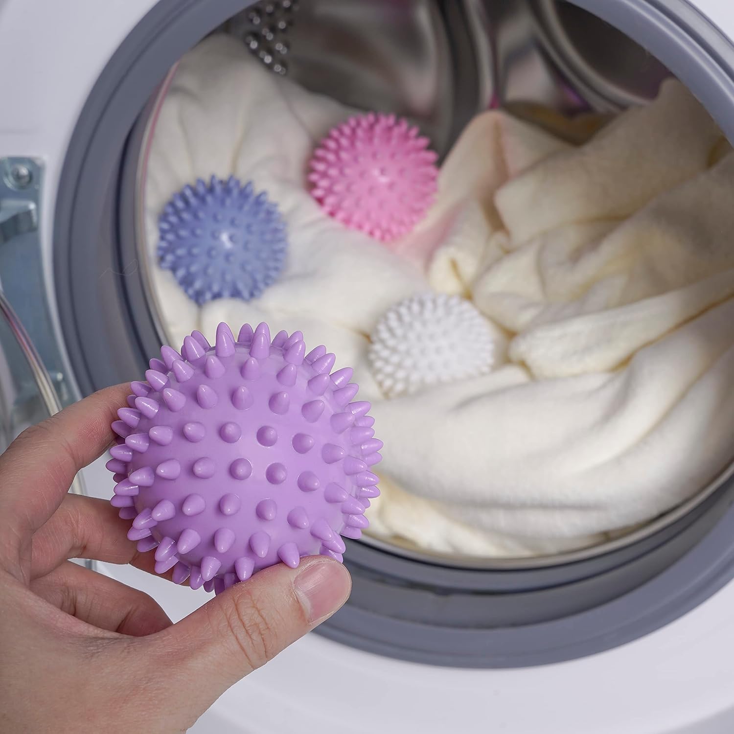 Reusable Laundry Dryer Balls - Eco Friendly Fabric Softener Alternatives Soften and Fluff Laundry Wrinkle Release Set of 4 Random Color