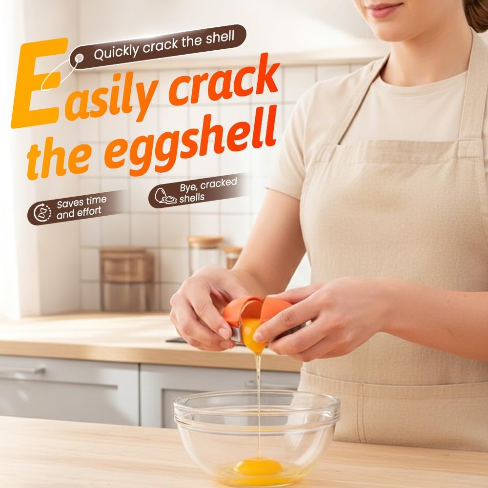 2026 New Egg Shell Opener, Stainless Steel Egg Cracker Tool, Multifunctional Eggs Separator for Raw and Hard Boiled Eggs Peeler Shell Remover, Kitchen Gadget Orange 1pcs