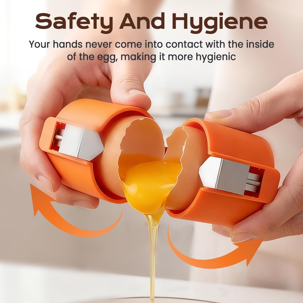 2026 New Egg Shell Opener, Stainless Steel Egg Cracker Tool, Multifunctional Eggs Separator for Raw and Hard Boiled Eggs Peeler Shell Remover, Kitchen Gadget Orange 1pcs