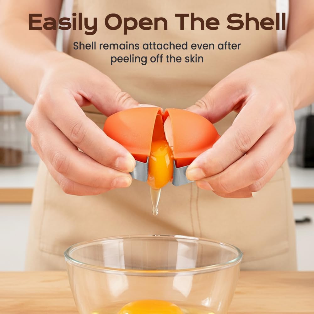 2026 New Egg Shell Opener, Stainless Steel Egg Cracker Tool, Multifunctional Eggs Separator for Raw and Hard Boiled Eggs Peeler Shell Remover, Kitchen Gadget Orange 1pcs