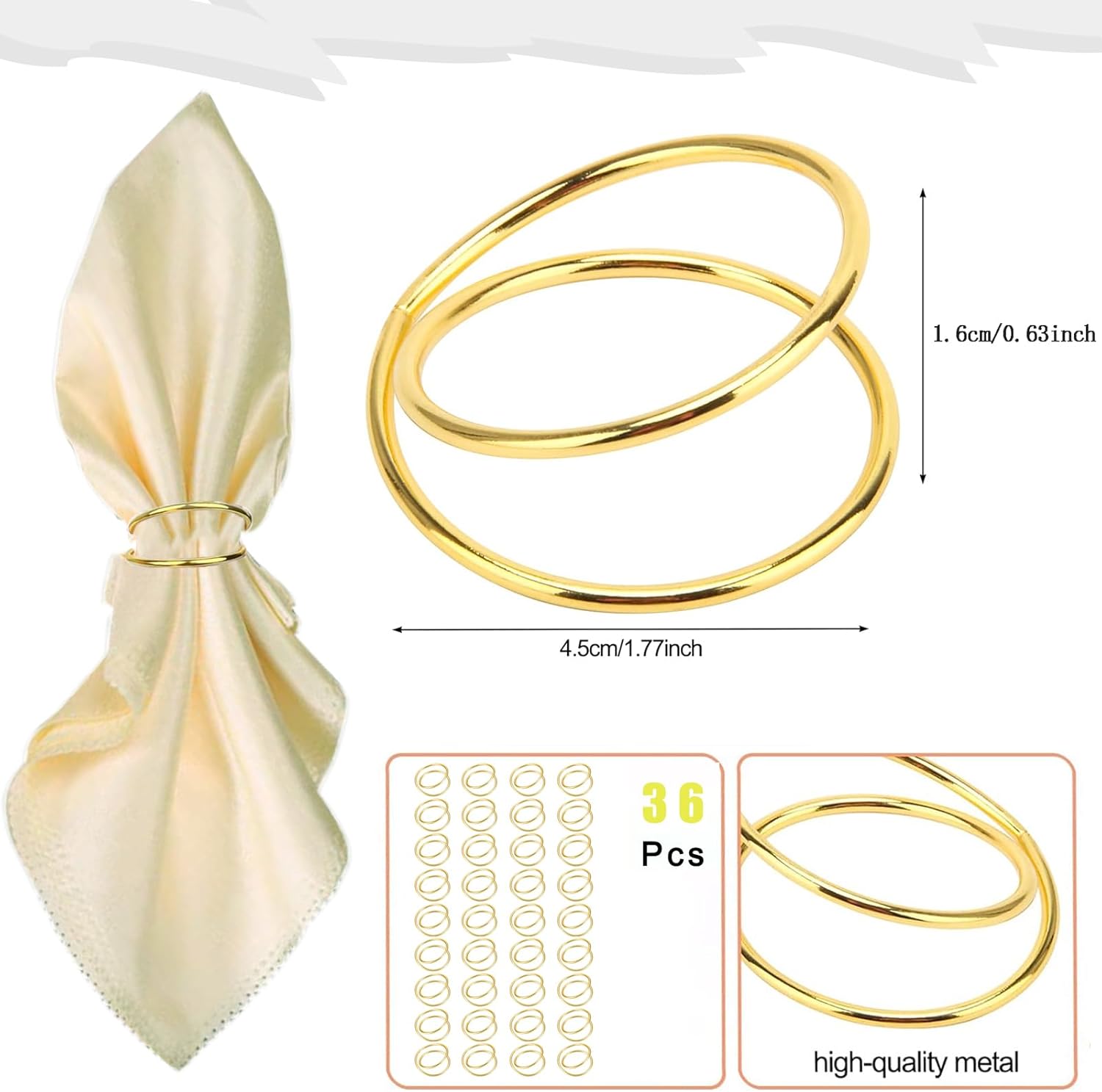 Gold Napkin Rings - 36 PCS Metal Spiral Napkin Rings Spiral Napkin Holders Buckles for Family Dinner, Wedding, Party,Table Decorations