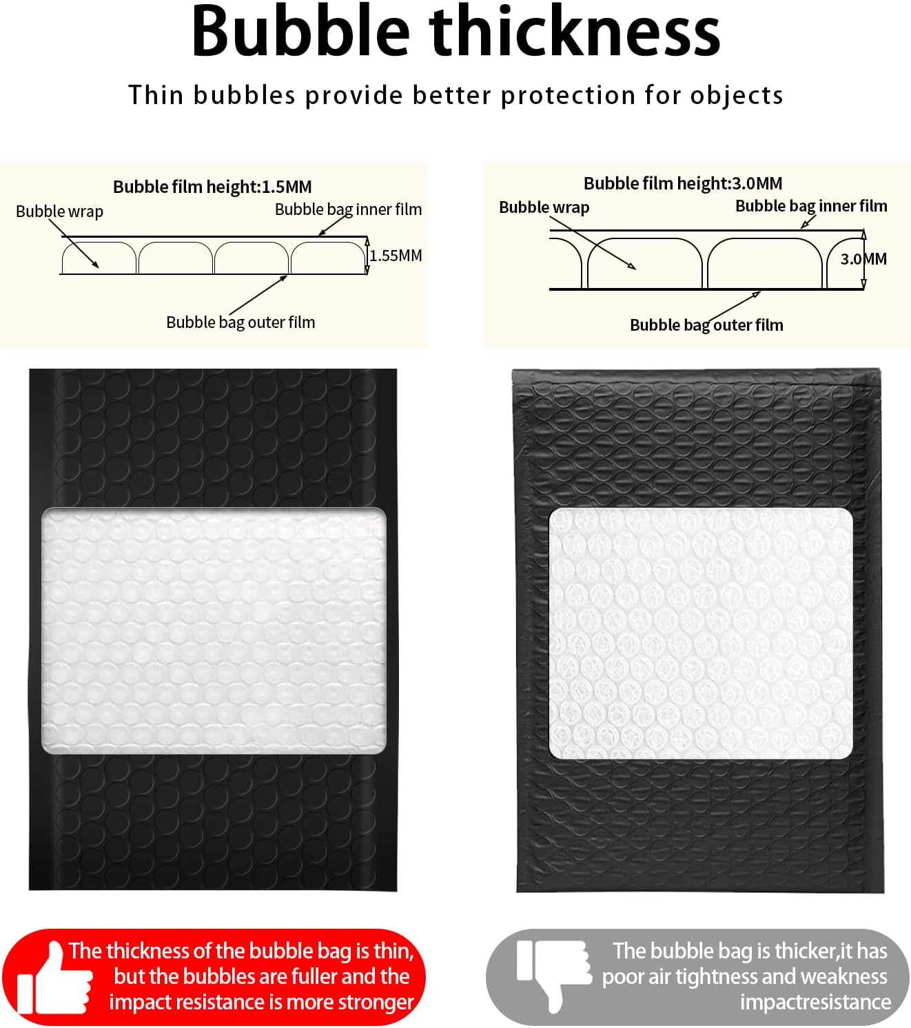 Bubble Mailers, 4x7 Inch Padded Bubble Mailers Pack of 100 Bubble Envelopes Opaque Self Seal Adhesive Waterproof Bags for Shipping and Packaging Black, 4x7-100Pc