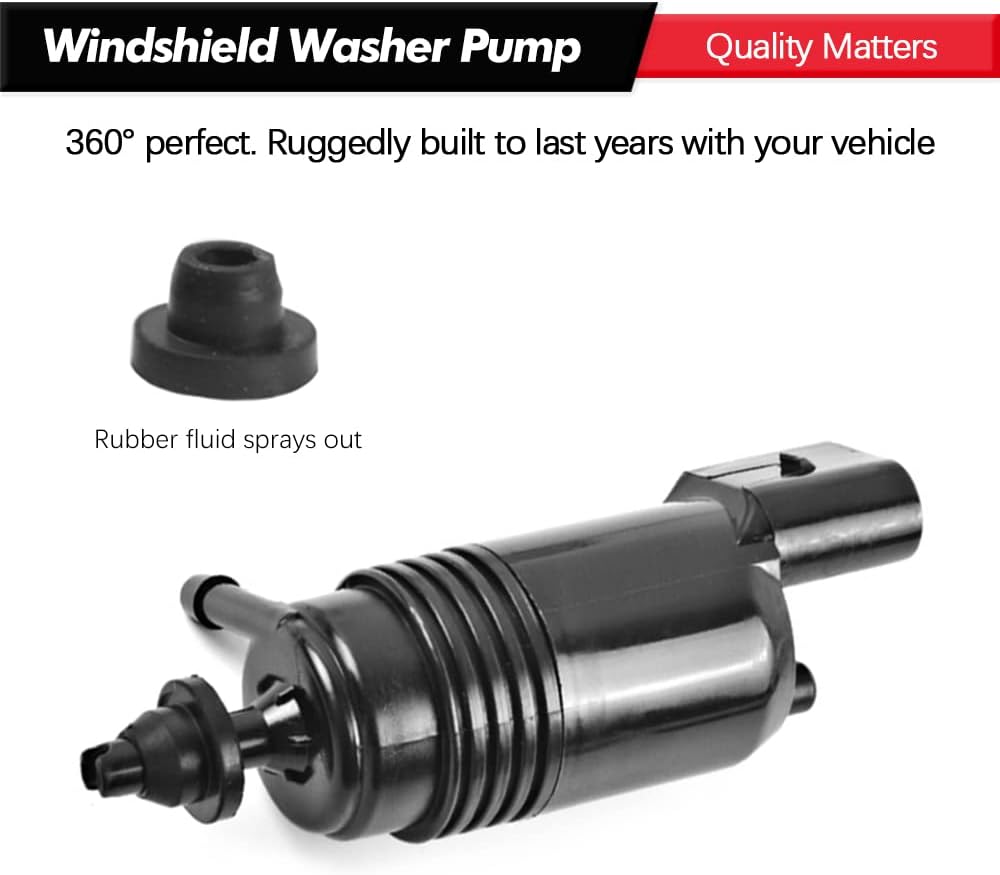 Front Windshield Washer Pump w/Grommet Replacement for Chevy Silverado 1500, 2500,3500, GMC Acadia, Sierra 1500, 2500, 3500, Cadillac CT6, XT4, XT5, Buick LaCrosse Replaces OEM 22999423, 84518407