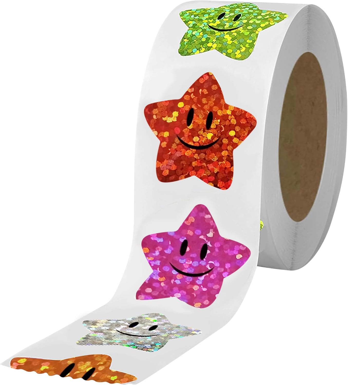 700Pcs Smiley Face Star Stickers for Kids Reward,1inch 8 Colored Sparkly Foil Star Stickers for Student Planner and School Classroom Teacher Supplies 3.15inch in Diameter per roll 8cm