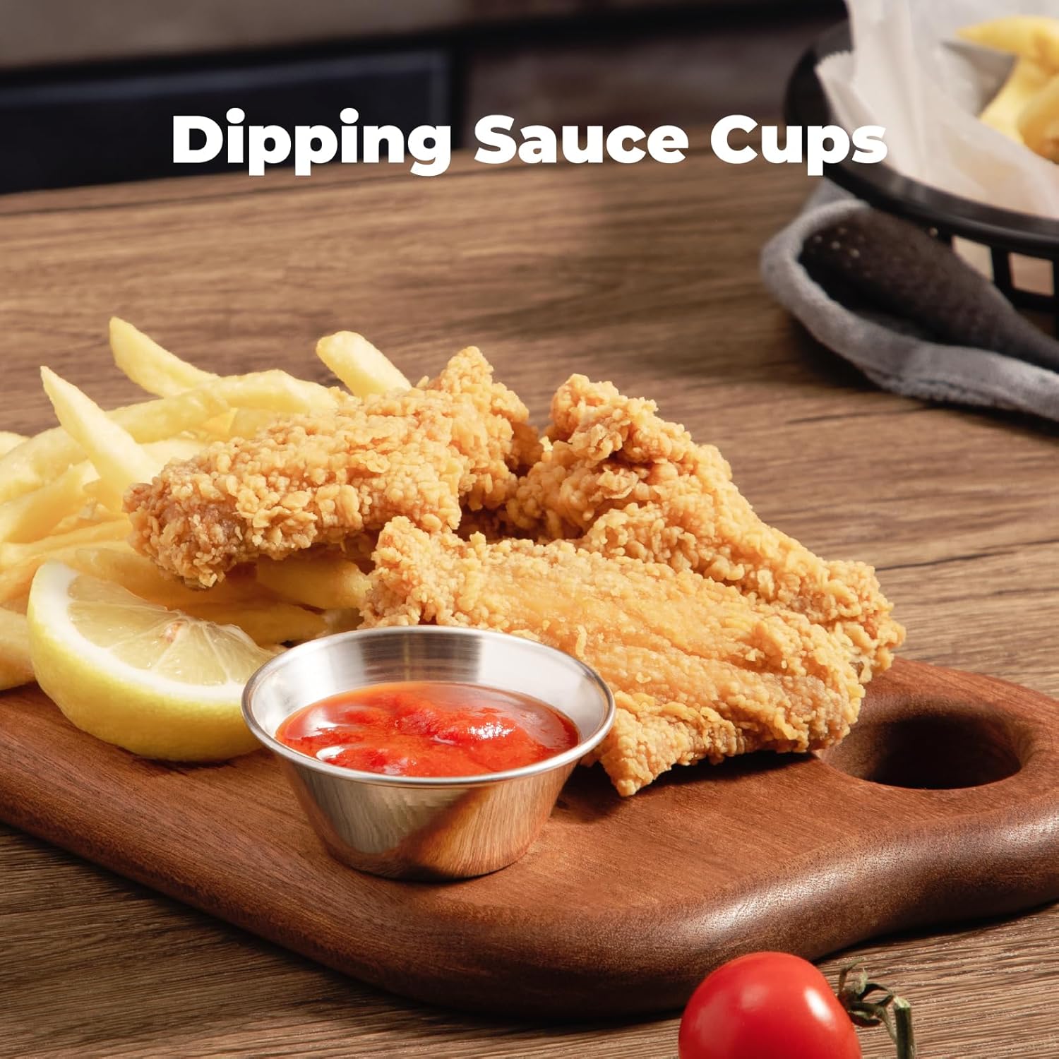 12 Pack 1.5 oz Stainless Steel Dipping Sauce Cups, Reusable Metal Ramekins, Commercial Grade Condiment Bowls, Individual Portion Cups, Small Round Au Jus for Home, Restaurant