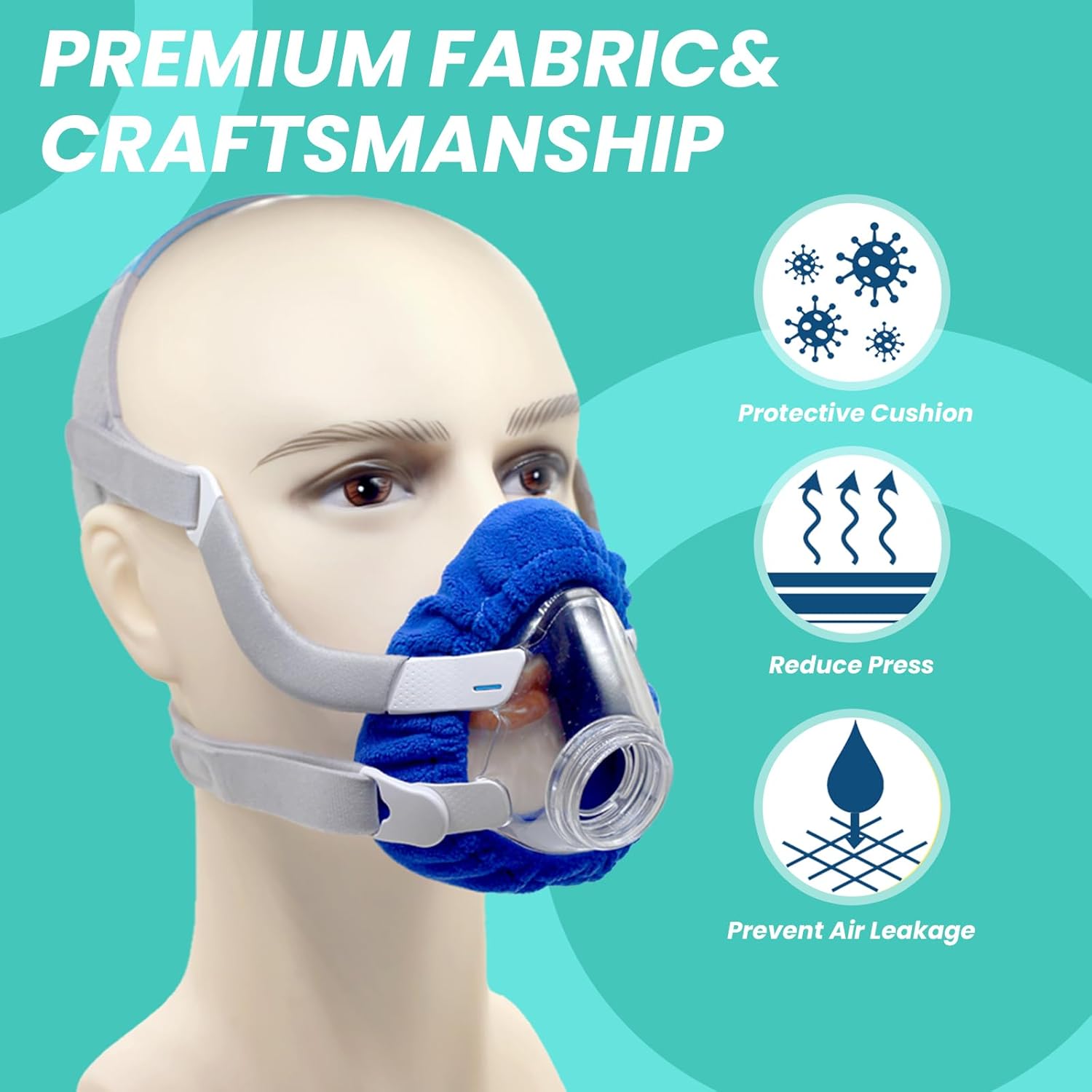 4-Pack Medium CPAP' Mask Liners Complitable for Resmed F20 Full Face Mask Cushions, Ultra-Soft Micro-Fleece Reduces Air Leaks & Pressure Marks, Reusable Mask Covers, Breathable for All-Night