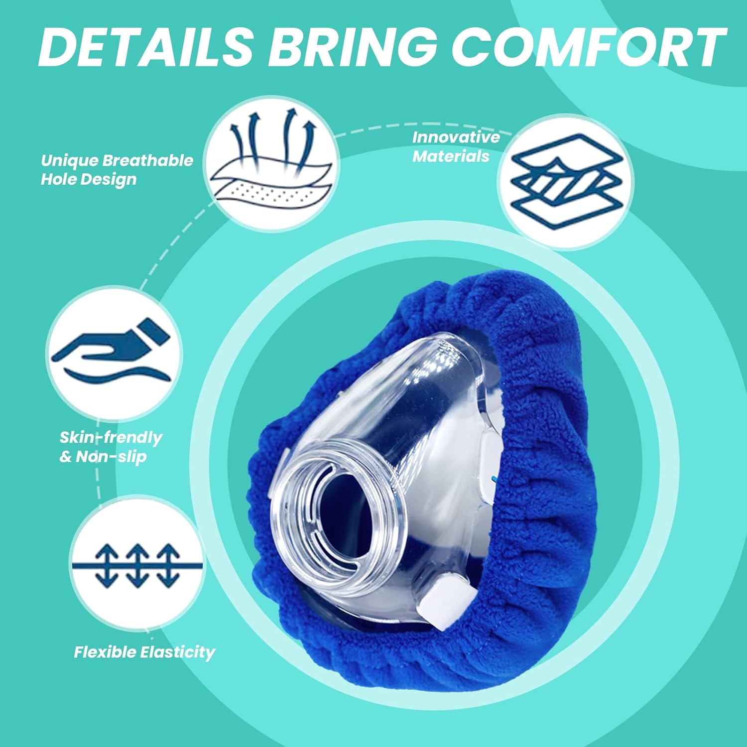 4-Pack Medium CPAP' Mask Liners Complitable for Resmed F20 Full Face Mask Cushions, Ultra-Soft Micro-Fleece Reduces Air Leaks & Pressure Marks, Reusable Mask Covers, Breathable for All-Night