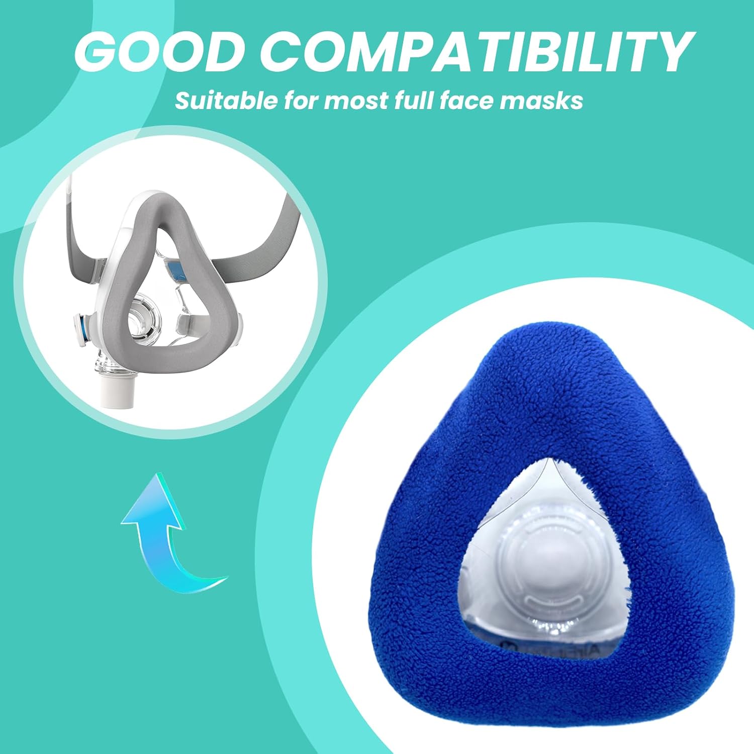 4-Pack Medium CPAP' Mask Liners Complitable for Resmed F20 Full Face Mask Cushions, Ultra-Soft Micro-Fleece Reduces Air Leaks & Pressure Marks, Reusable Mask Covers, Breathable for All-Night