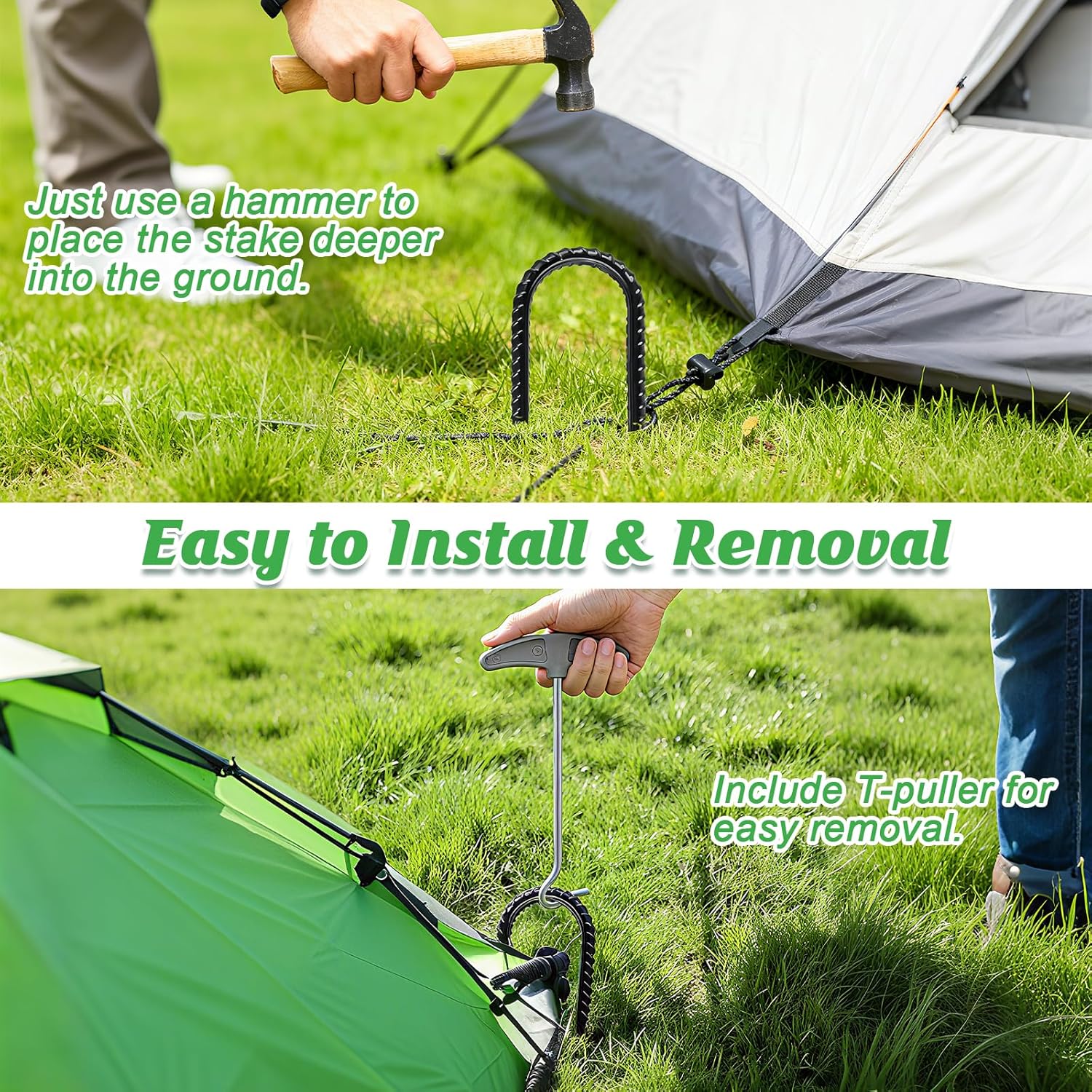 Trampolines Wind Stakes,Heavy Duty U Shaped Rebar Tent Stakes Ground Anchors Galvanized Steel Safety Trampoline Anchors for Camping Tents, Soccer Goals