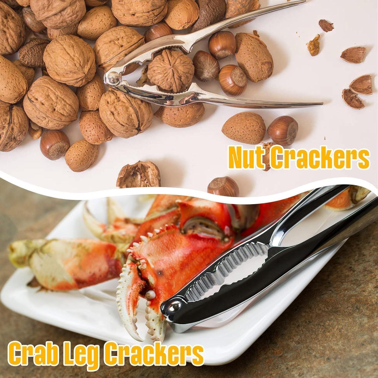 8 Pcs Lobster Crackers and Picks Set, Crab Leg Cracker Tools, Stainless Steel Seafood Crackers & Forks Nut Cracker Set for Eating Stake Support