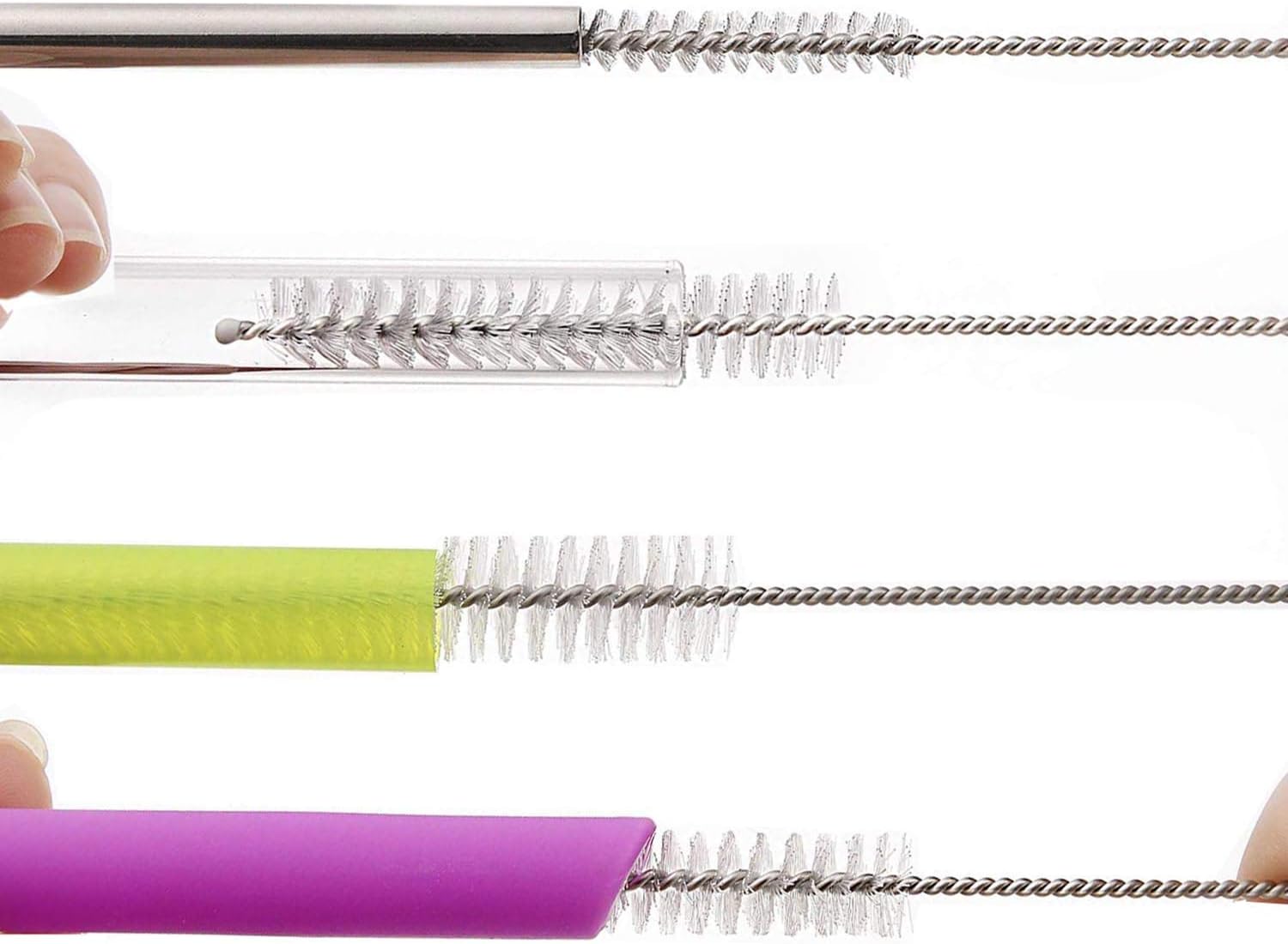 12 Inch Extra Long Straw Brush Cleaner 10 Pack , Flexible Nylon Tube Cleaning Brushes with 0.4 Inch Bristle Head, Rust-Proof Stainless Steel Wire for Reusable Tumbler Straws, Pet Fountains & Pipes