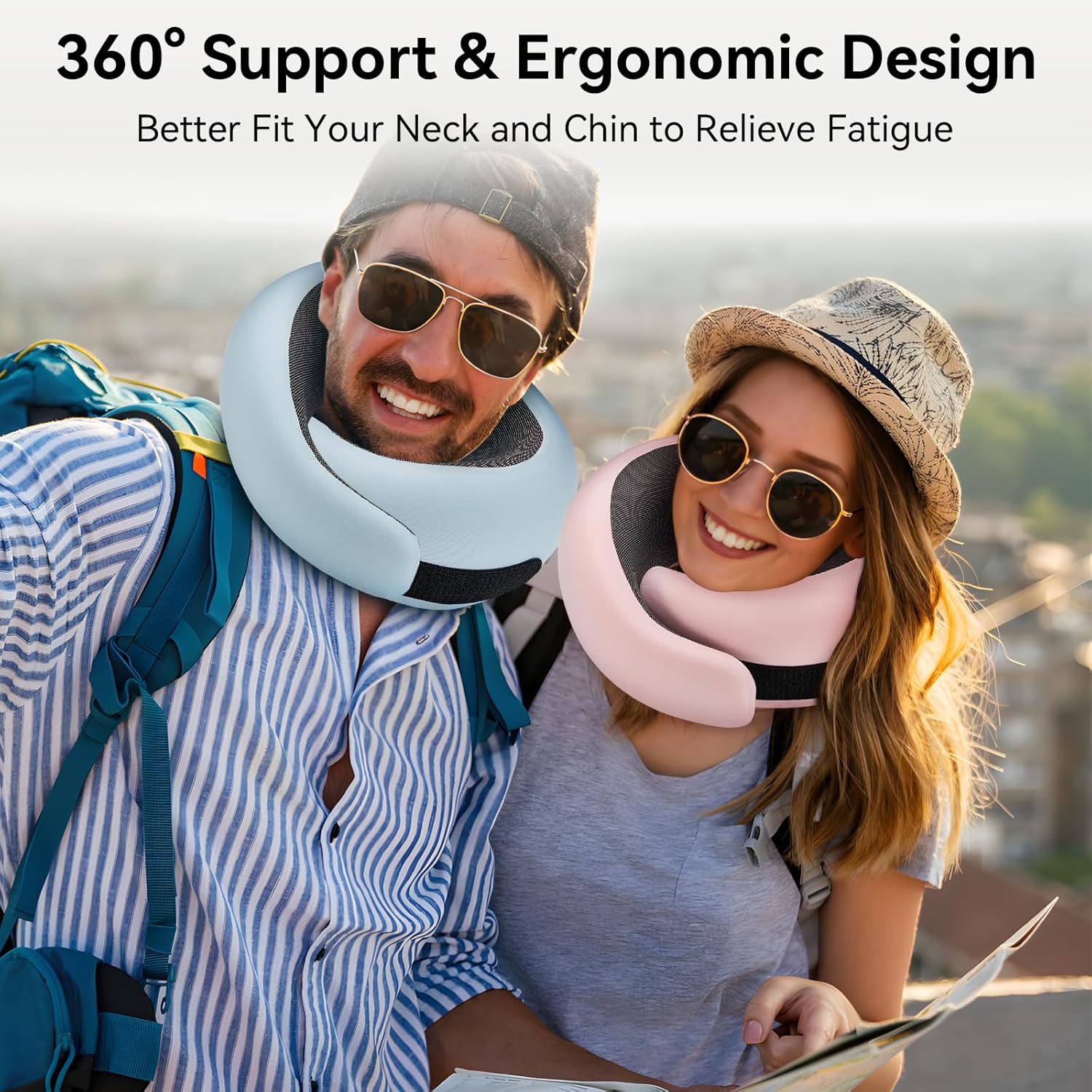 Travel Pillow, 100% Pure Memory Foam Neck Pillow for Airplanes, Comfortable Breathable Cover, Travel Essentials for Plane, Car, Train and Home, Gray