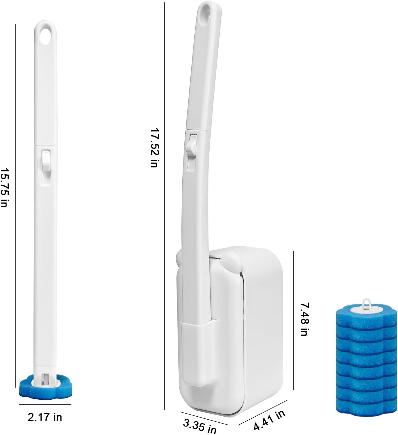 Disposable Toilet Brush with 48 Refills,Toilet Cleaning Supplies,Toilet Wand Brush Starter Kit,Wall Mounted Toilet Bowl Cleaner Brush with Holder for Bathroom Deep Cleaning & Hygiene White