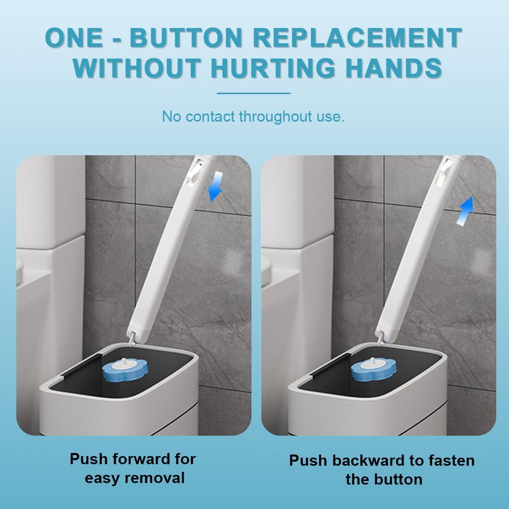 Disposable Toilet Brush with 48 Refills,Toilet Cleaning Supplies,Toilet Wand Brush Starter Kit,Wall Mounted Toilet Bowl Cleaner Brush with Holder for Bathroom Deep Cleaning & Hygiene White