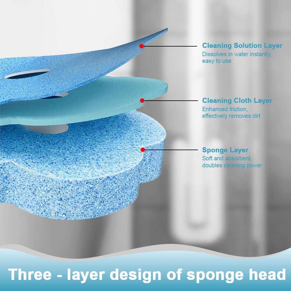 Disposable Toilet Brush with 48 Refills,Toilet Cleaning Supplies,Toilet Wand Brush Starter Kit,Wall Mounted Toilet Bowl Cleaner Brush with Holder for Bathroom Deep Cleaning & Hygiene White