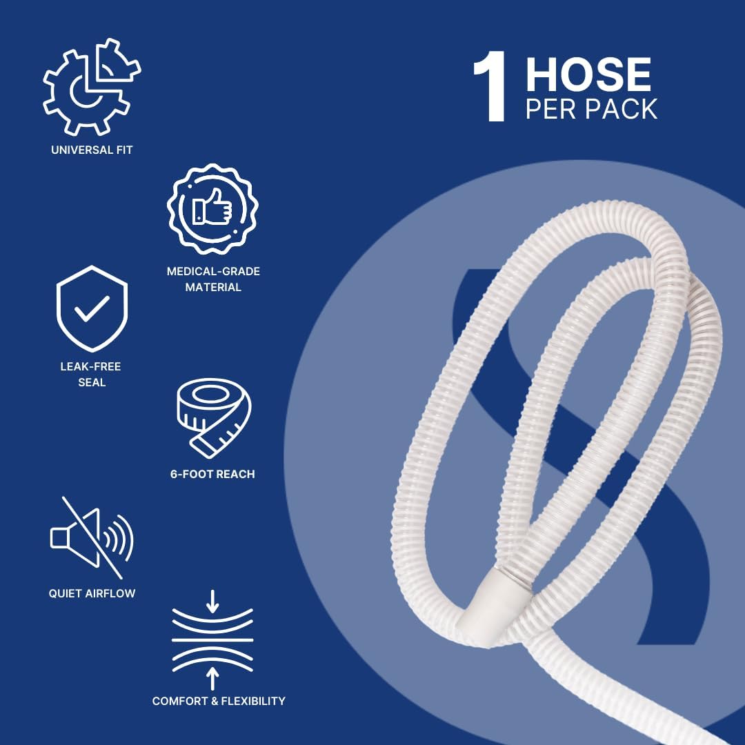 CPAP Hose Universal Tubing 6 ft – Compatible with CPAP, BiPAP, and BiLevel Machines – Minimizes Mask Leaks, Reduces Discomfort – Durable, Flexible, and Designed for Restful Sleep