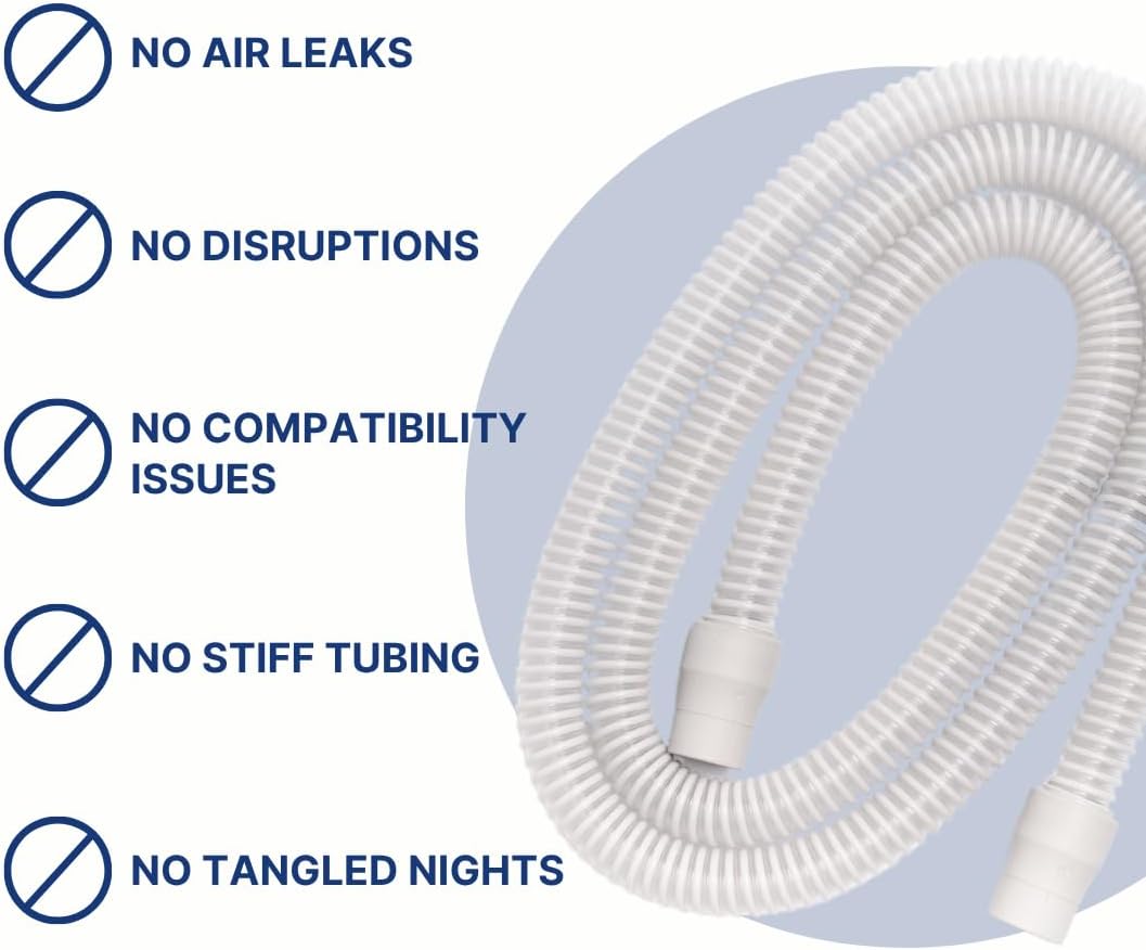 CPAP Hose Universal Tubing 6 ft – Compatible with CPAP, BiPAP, and BiLevel Machines – Minimizes Mask Leaks, Reduces Discomfort – Durable, Flexible, and Designed for Restful Sleep