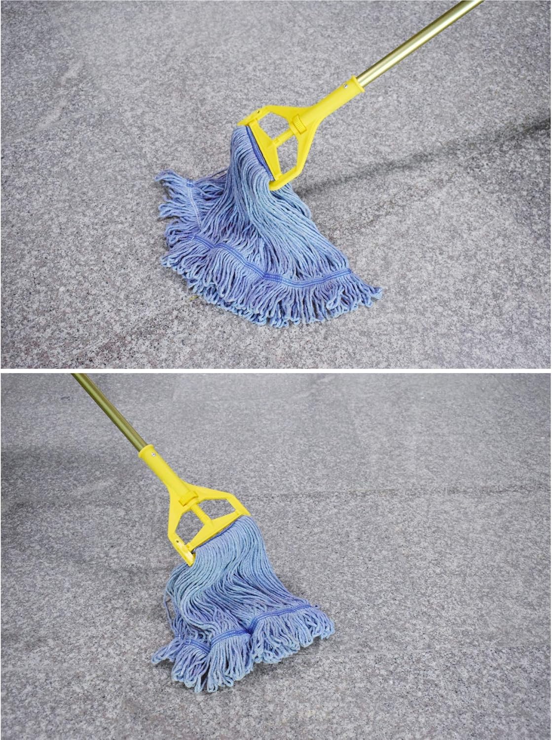 String Mop Heads Replacement Heavy Duty Commercial Grade Blue Cotton Looped End Wet Industrial Cleaning Mop Head Refills 4, Medium