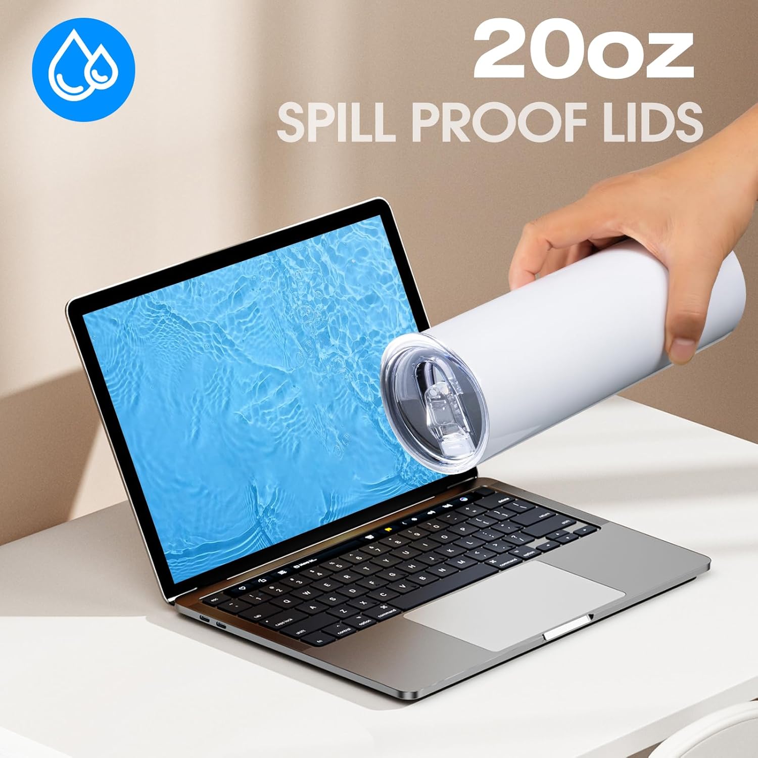 3 Pack 20oz Skinny Straight Body Stainless Steel Tumbler Replacement Lid，Spill Proof Splash Resistant Silicon Sliding cover for 2.76inch mouth，Straw Friendly for work, travel and Daily Life