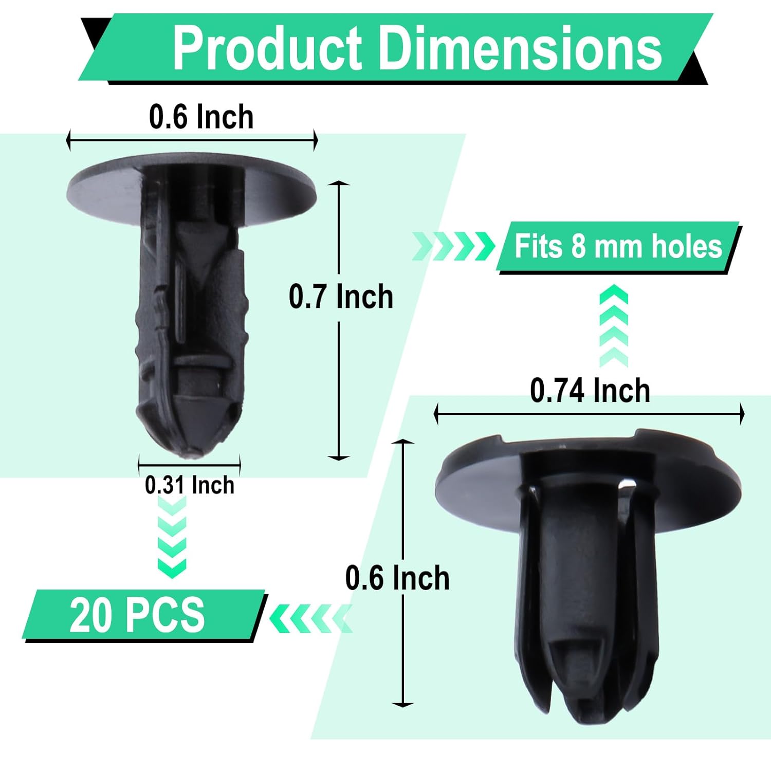 20 PCS Fender Liner Push-Type Retainer Clip Fastener, Bumper Engine Under Cover Clip, Car Retainer Clips, Compatible with Hyundai Kia Accent, Azera, Equus, Elantra, Genesis, Replaces GM: 86595-2T500