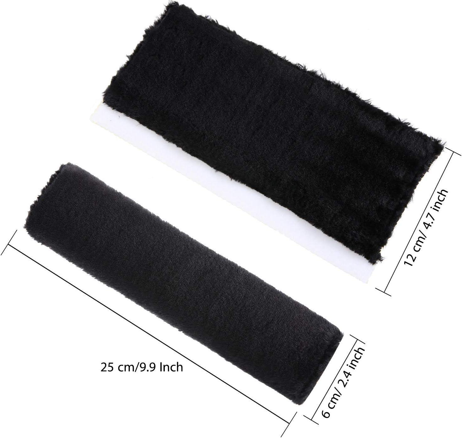 4 Pack Faux Sheepskin Car Seat Belt Pads Seatbelt Protector Soft Seat Belt Shoulder Strap Cover Comfort Harness Pad Black, 9.9 Inch