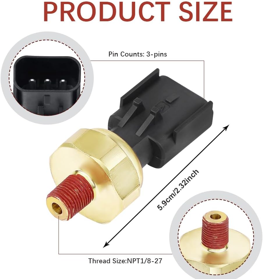 Engine Oil Pressure Sensor Switch, Oil Sending Unit, Engine Oil Pressure Sensor Sender Switch Compatible with Dodge, Jeep, Chrysler, Ram, Replace 5149064AA, 5149062AA, 56028807AB
