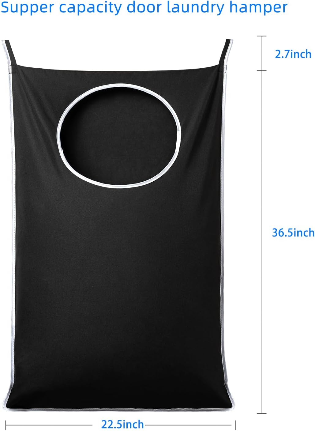 2 Pack XL Hanging Laundry Hamper, Extra Large Tear-Resistant Door Organizer with 2 Hook Types, Space-Saving Laundry Bag 36.5" x 22", Black