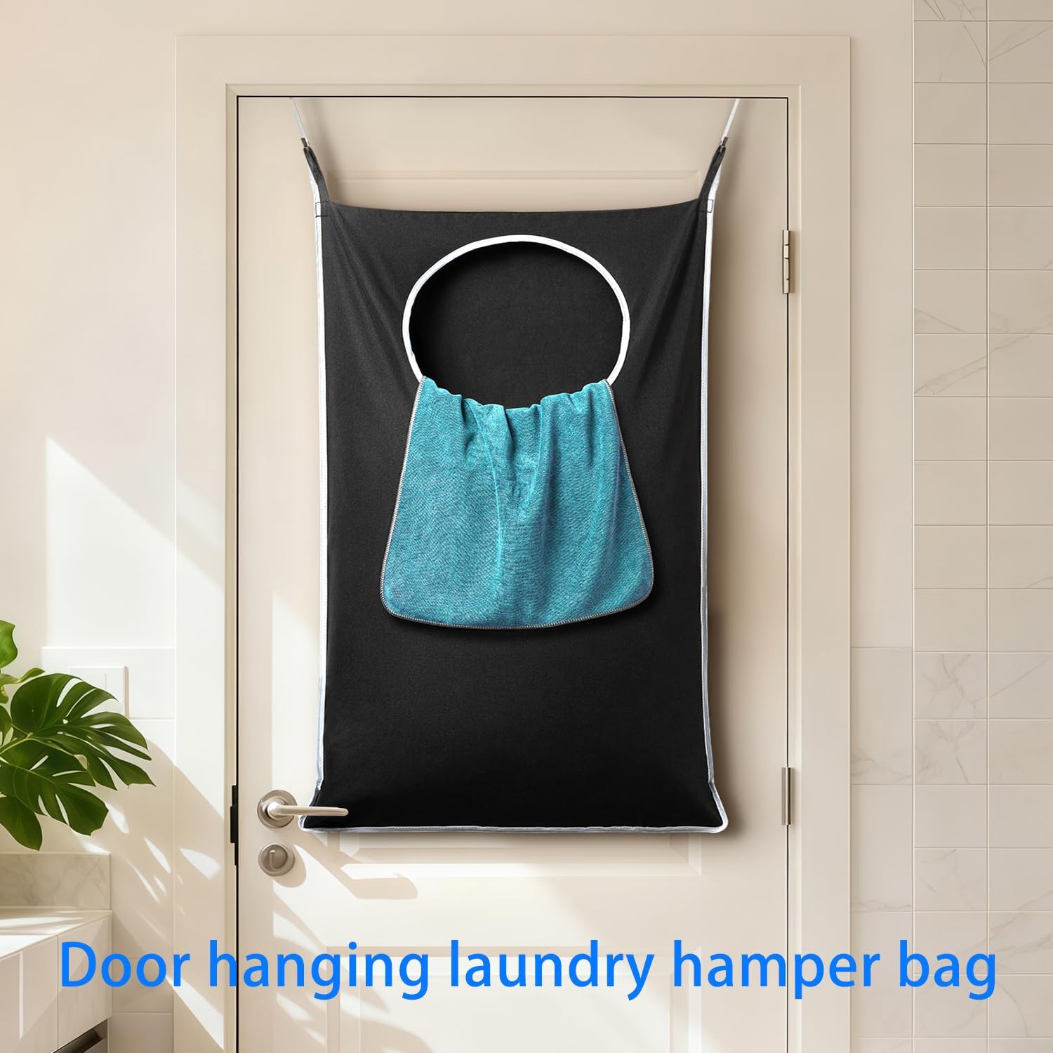 2 Pack XL Hanging Laundry Hamper, Extra Large Tear-Resistant Door Organizer with 2 Hook Types, Space-Saving Laundry Bag 36.5" x 22", Black