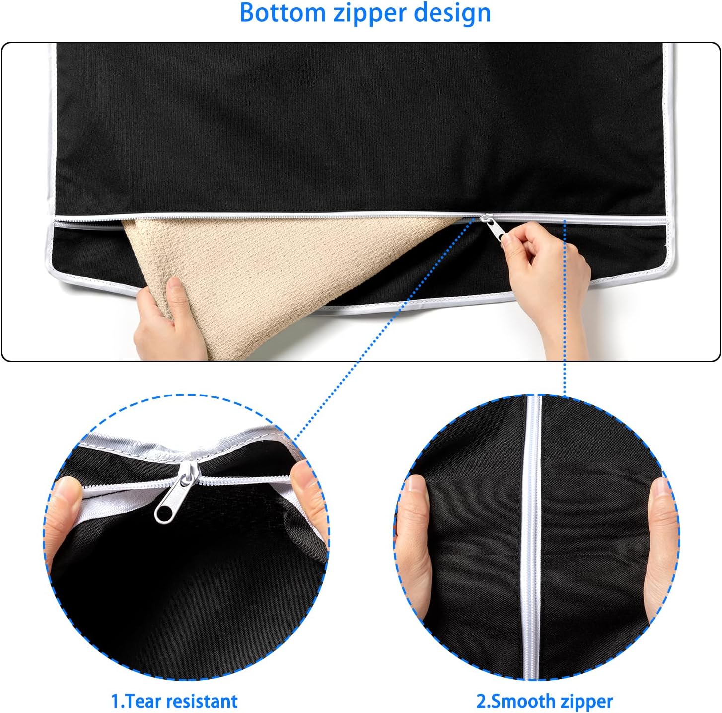 2 Pack XL Hanging Laundry Hamper, Extra Large Tear-Resistant Door Organizer with 2 Hook Types, Space-Saving Laundry Bag 36.5" x 22", Black