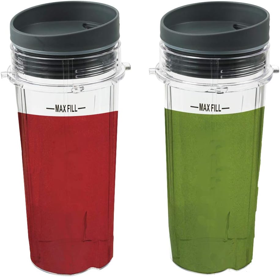 Blender Cups Fit for Ninja, Replacement Parts 16OZ Cups with Lids, Blender Accessories Compatible with Nutri Ninja Auto IQ Series BL620C BL660 BL740 BL780 QB3000 2 Pack