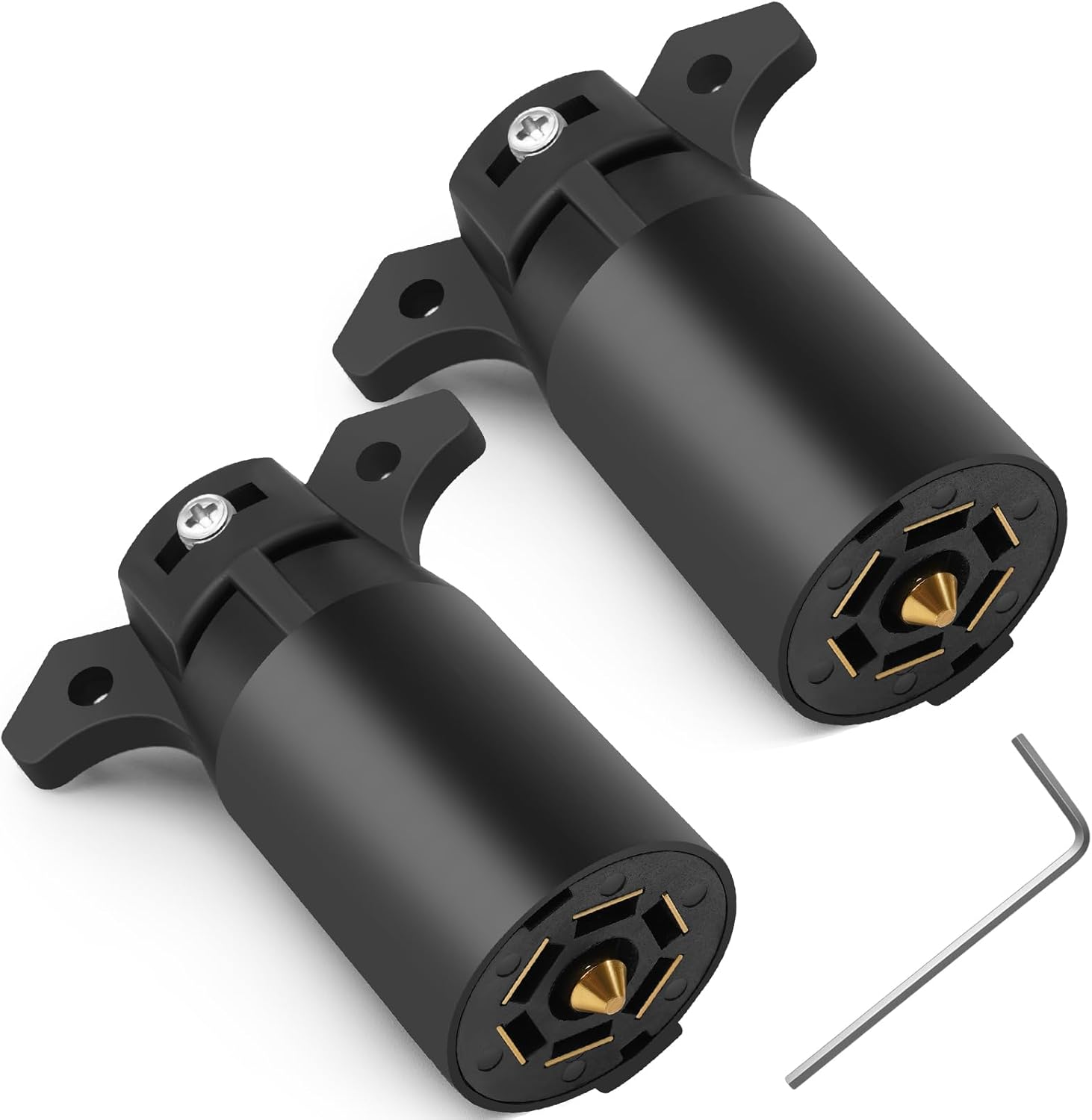 7 Way Trailer Plug 2 Pack , 12V 7 Pin Trailer Wiring Replacement Plug, 7 Point Round RV-Style Trailer Light Connector Towing Wiring Harness Connector for RV, Boat, and Trailers