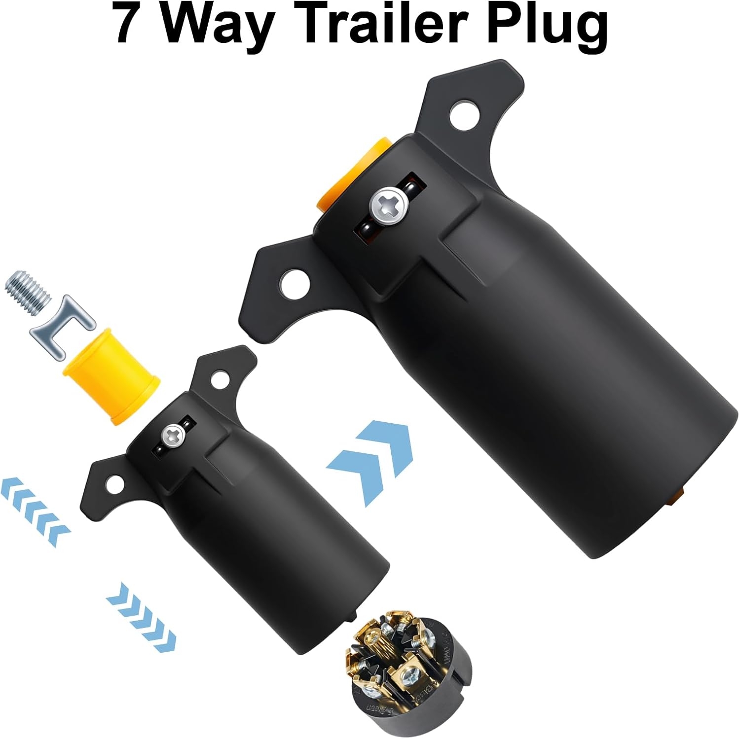 7 Way Trailer Plug 2 Pack , 12V 7 Pin Trailer Wiring Replacement Plug, 7 Point Round RV-Style Trailer Light Connector Towing Wiring Harness Connector for RV, Boat, and Trailers