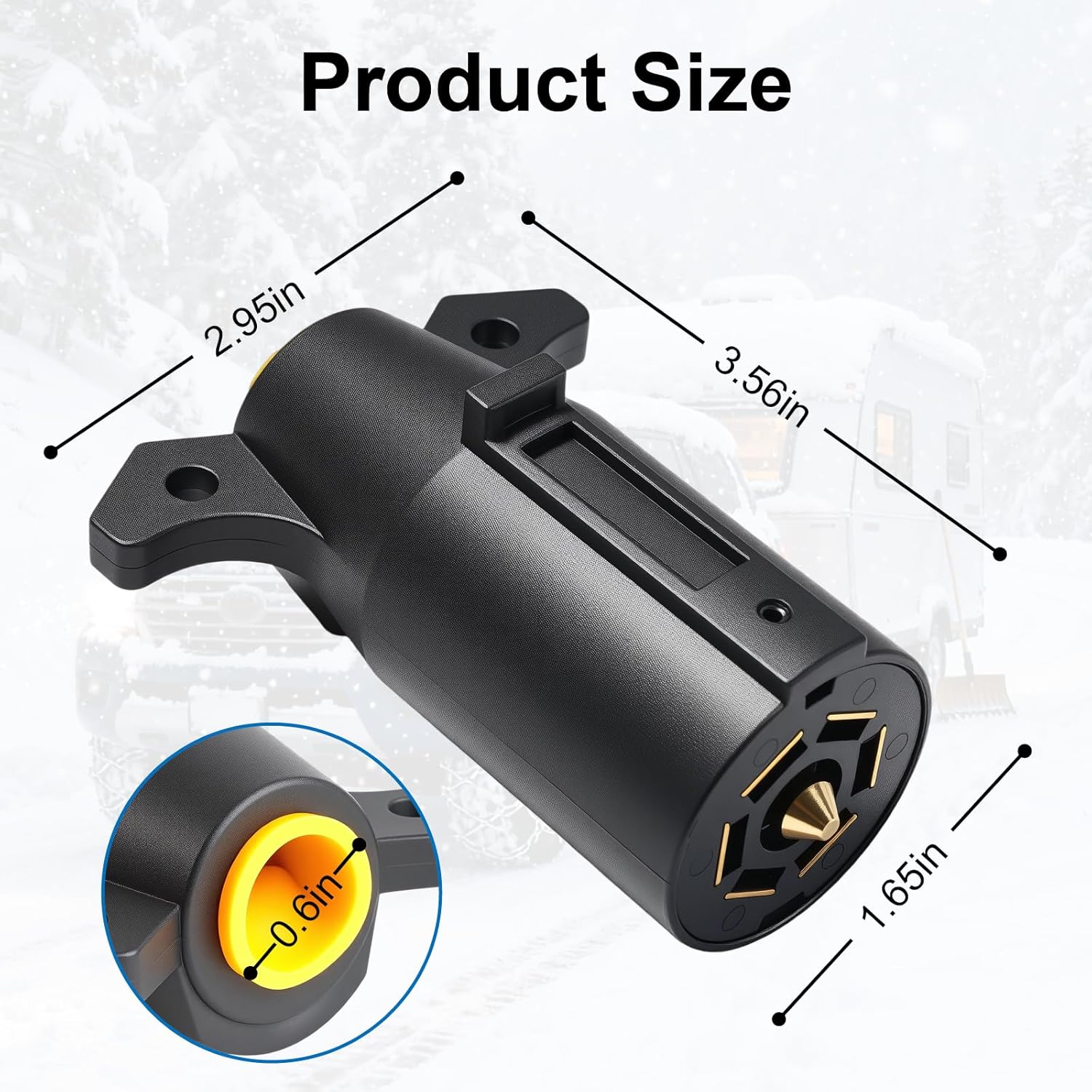 7 Way Trailer Plug 2 Pack , 12V 7 Pin Trailer Wiring Replacement Plug, 7 Point Round RV-Style Trailer Light Connector Towing Wiring Harness Connector for RV, Boat, and Trailers