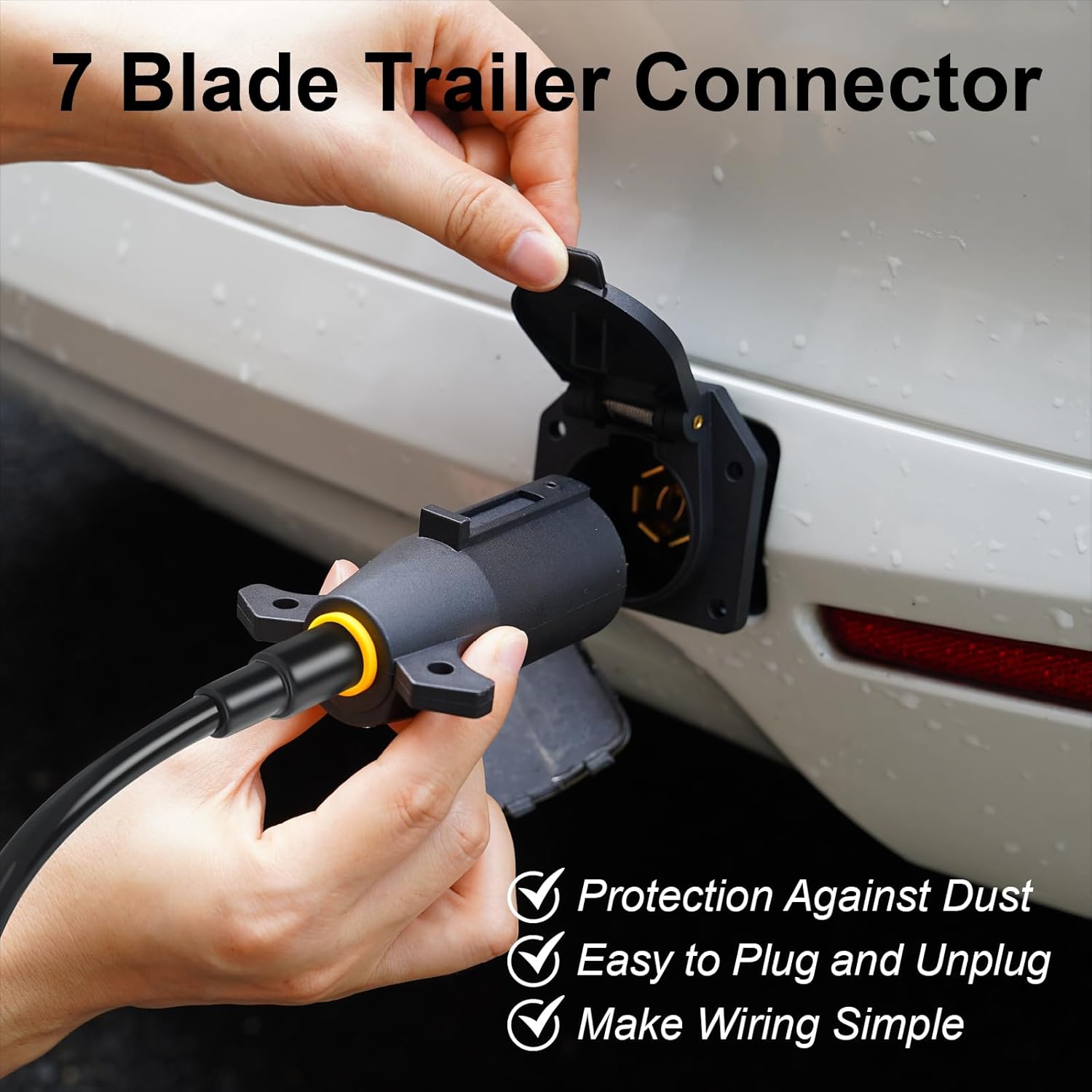 7 Way Trailer Plug 2 Pack , 12V 7 Pin Trailer Wiring Replacement Plug, 7 Point Round RV-Style Trailer Light Connector Towing Wiring Harness Connector for RV, Boat, and Trailers