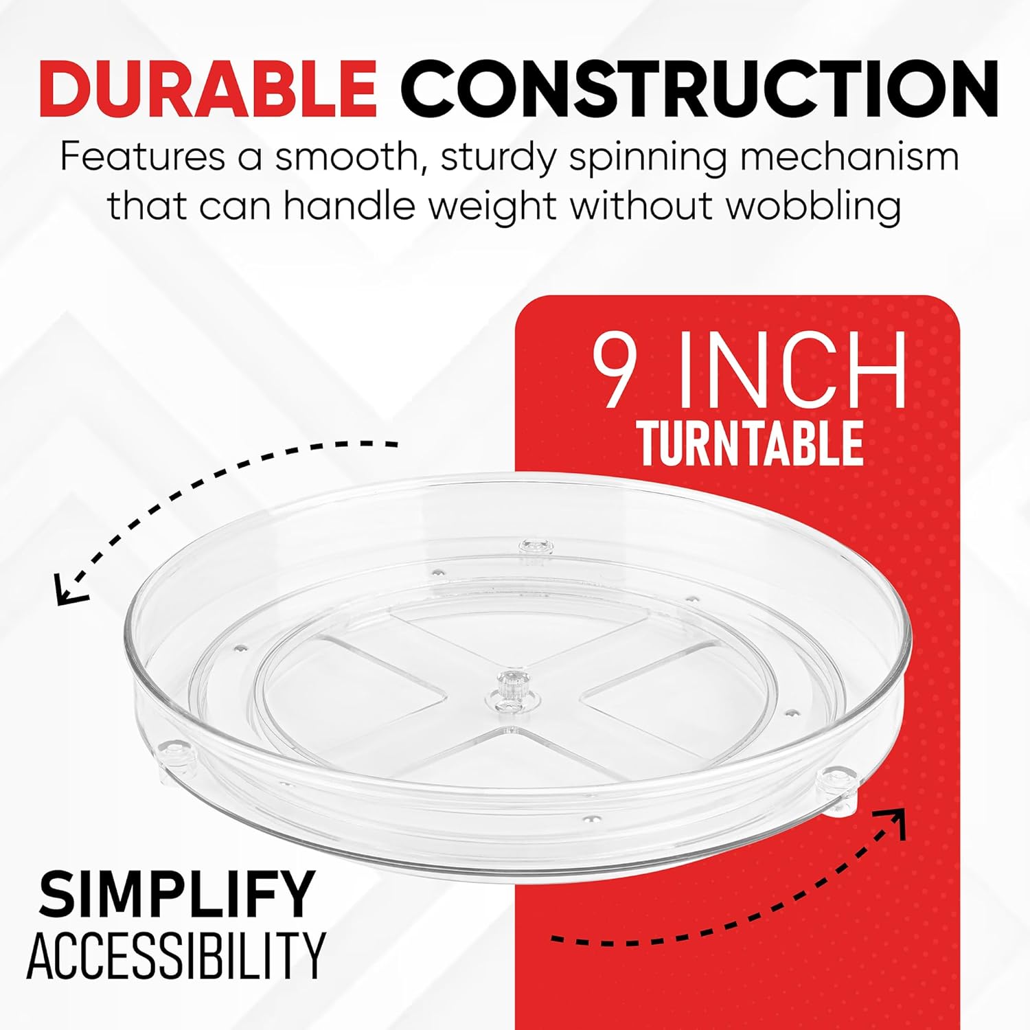 Clear Lazy Susan Organizer Pack of 2 9 Inch Turntable for Kitchen, Pantry, Fridge, Bathroom, and Vanity Countertops, Acrylic Rotating Organizer